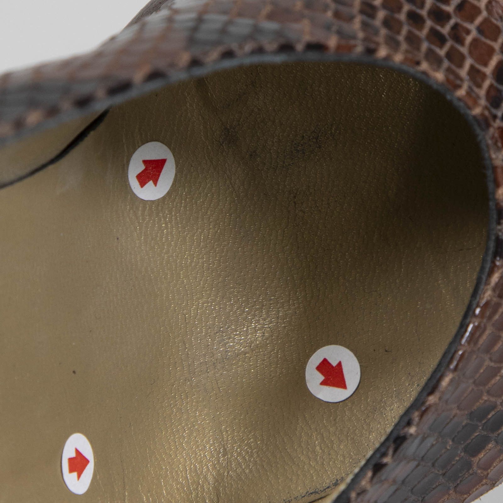 Saint Laurent Paris Vintage Brown Leather Snake Emboss Pumps Size US 7.5 / IT 37.5 - 16 Thumbnail