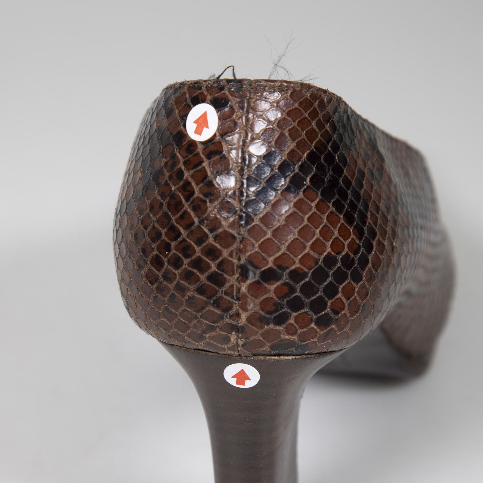Saint Laurent Paris Vintage Brown Leather Snake Emboss Pumps Size US 7.5 / IT 37.5 - 6 Thumbnail
