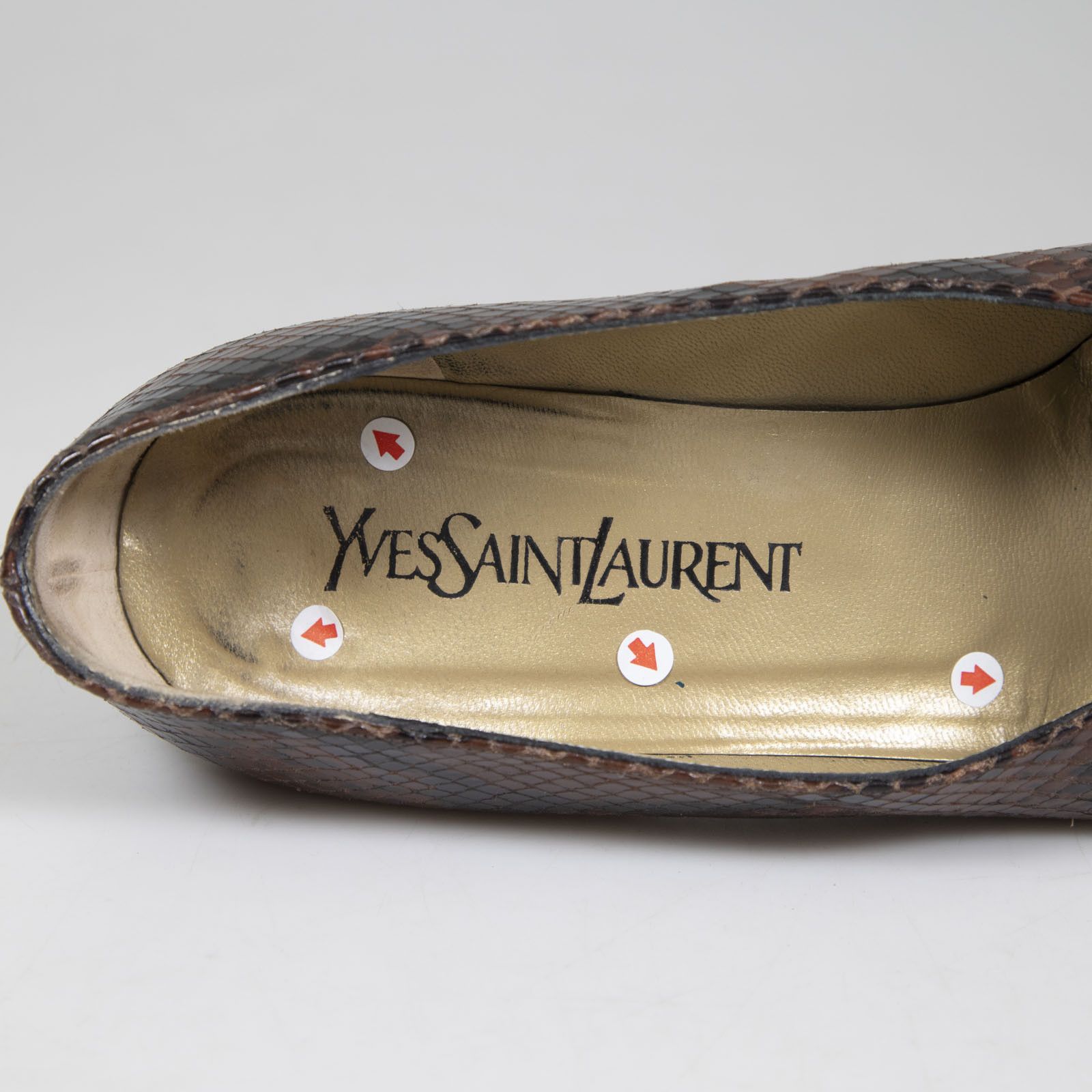 Saint Laurent Paris Vintage Brown Leather Snake Emboss Pumps Size US 7.5 / IT 37.5 - 14 Thumbnail