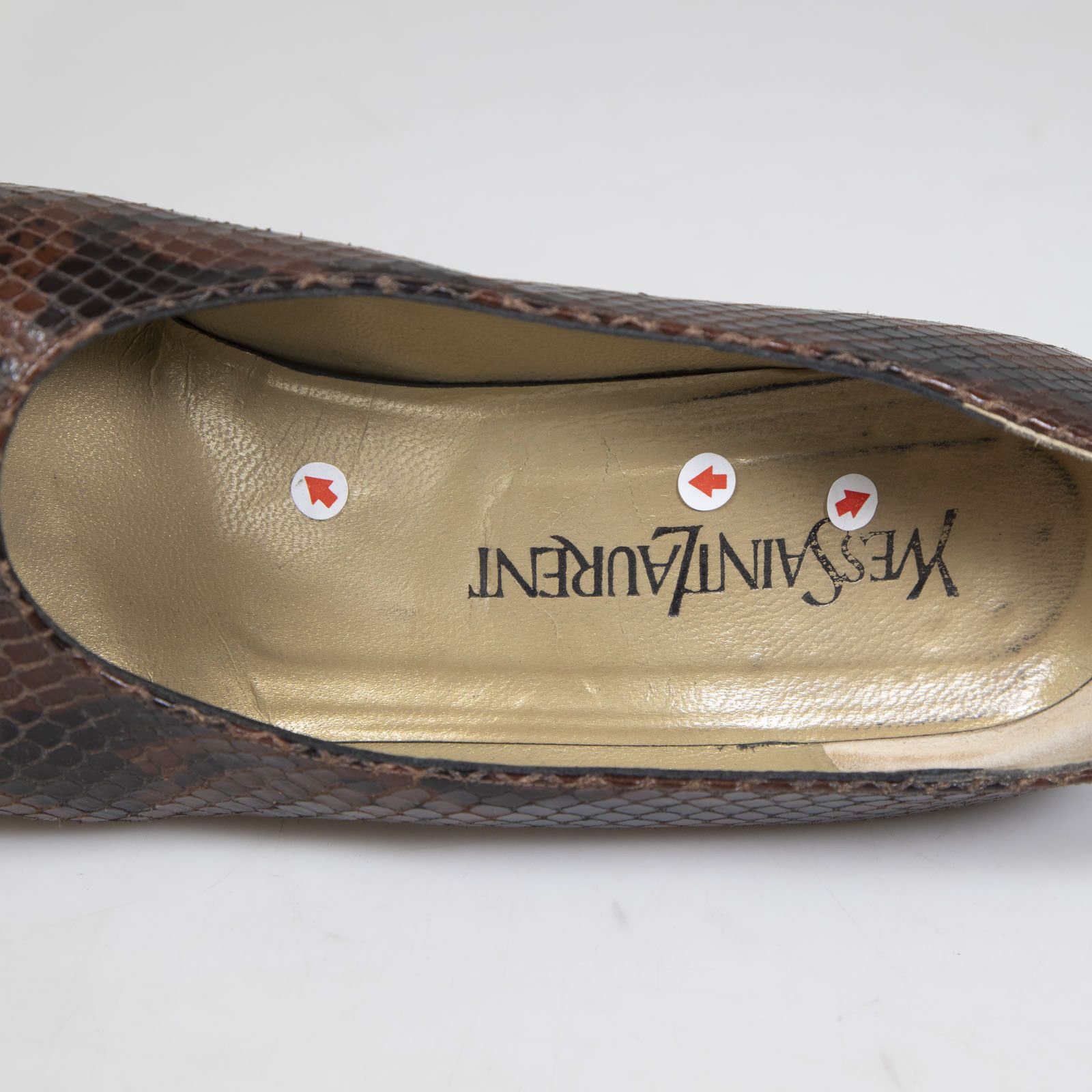 Saint Laurent Paris Vintage Brown Leather Snake Emboss Pumps Size US 7.5 / IT 37.5 - 15 Thumbnail