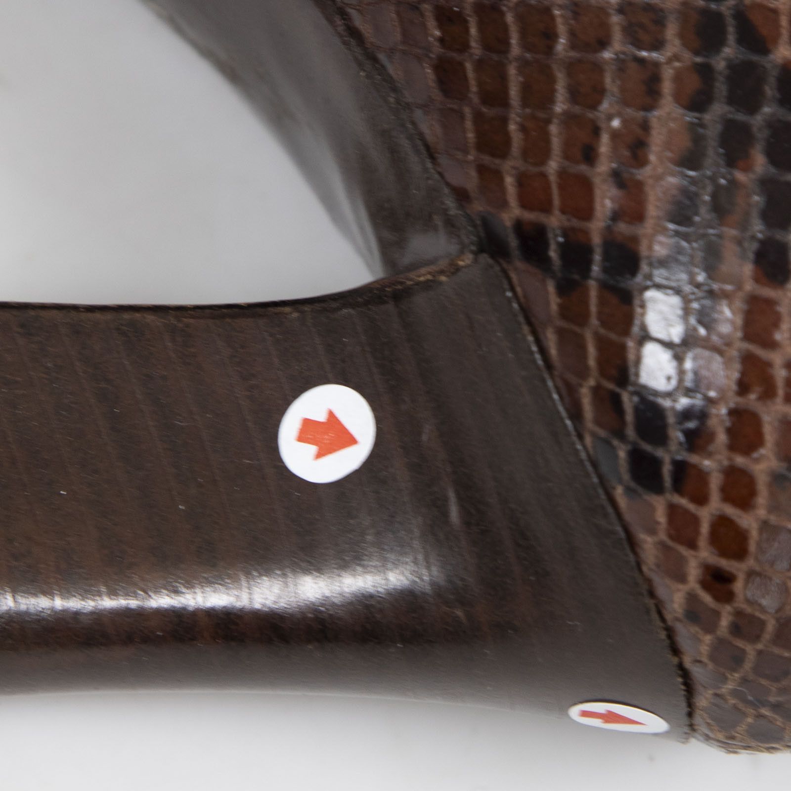 Saint Laurent Paris Vintage Brown Leather Snake Emboss Pumps Size US 7.5 / IT 37.5 - 12 Thumbnail