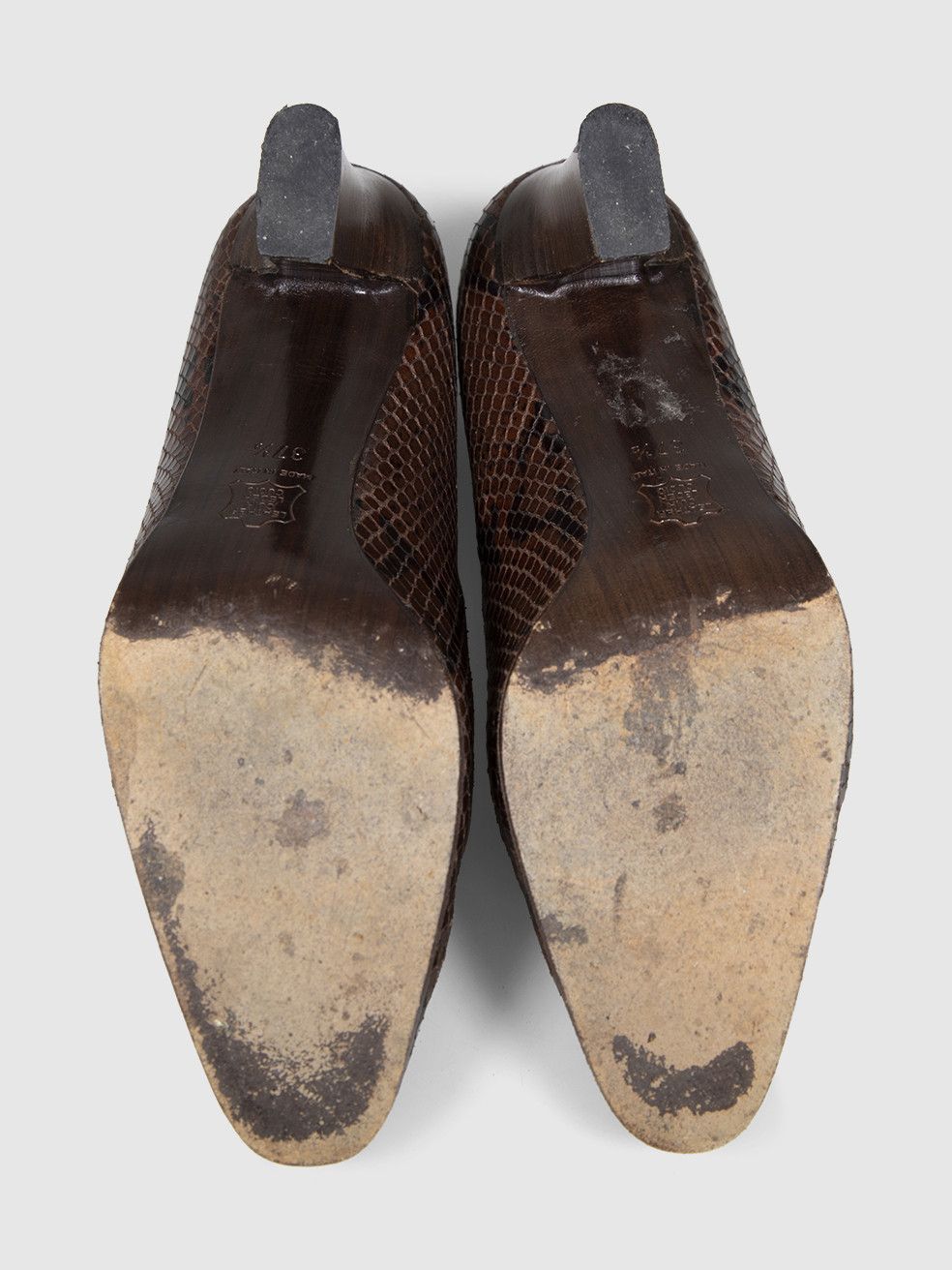 Saint Laurent Paris Vintage Brown Leather Snake Emboss Pumps Size US 7.5 / IT 37.5 - 4 Thumbnail