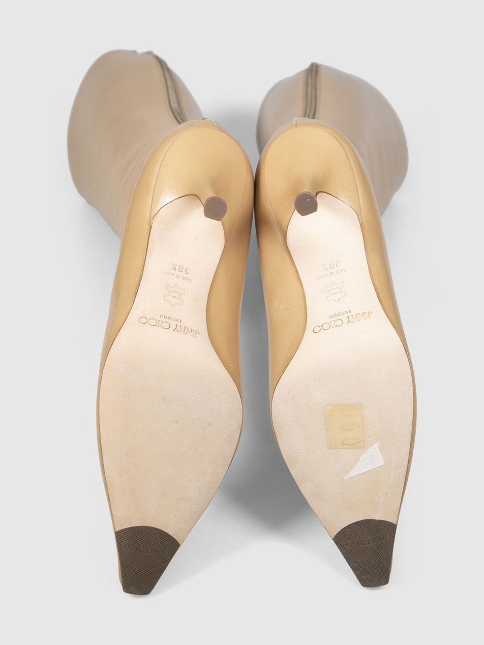 Jimmy Choo Beige Camel Leather Peony Heeled Boots Size US 8.5 / IT 38.5 - 5 Thumbnail