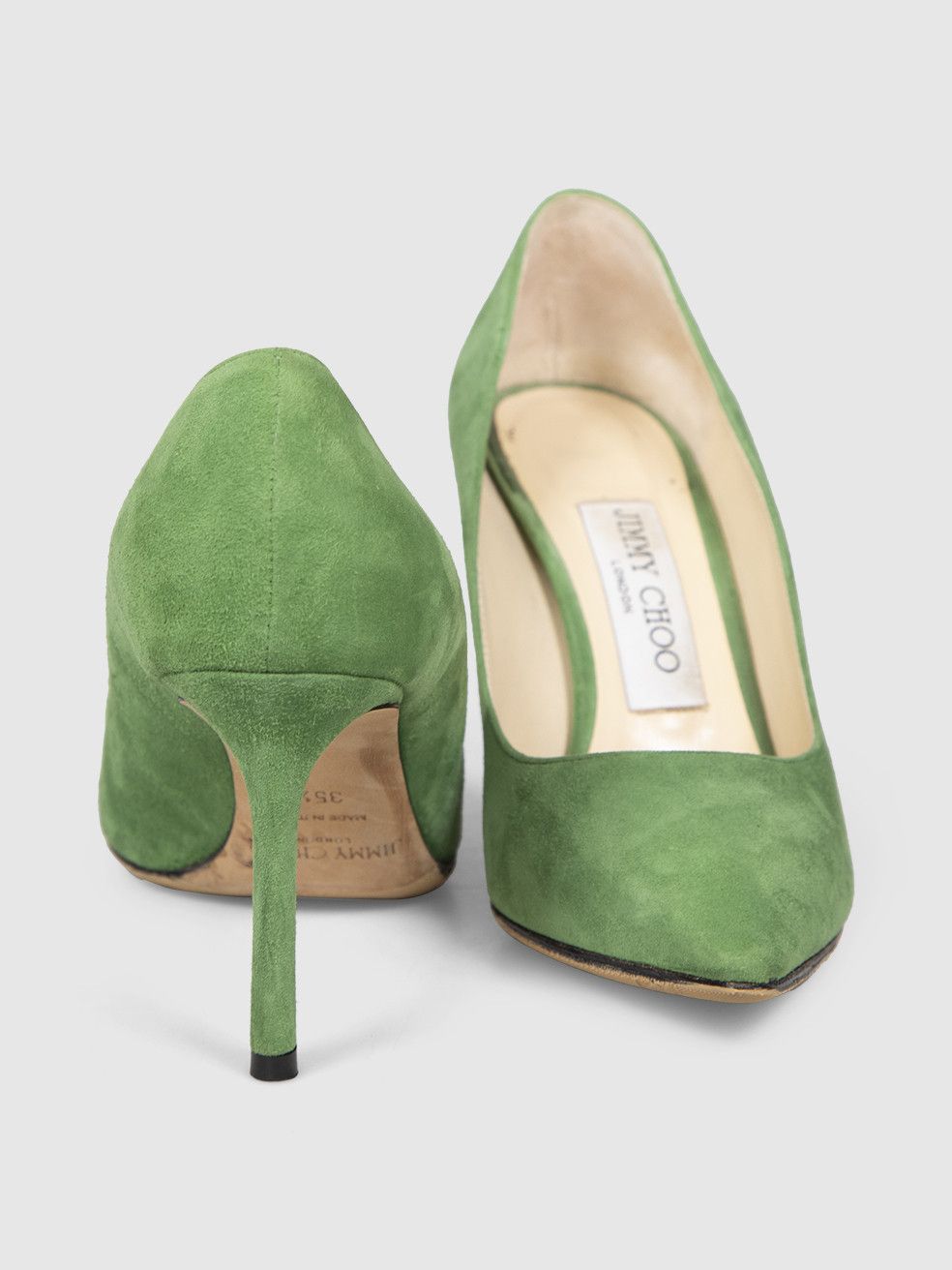 Jimmy Choo Green Suede Pumps Size US 5.5 / IT 35.5 - 4 Thumbnail