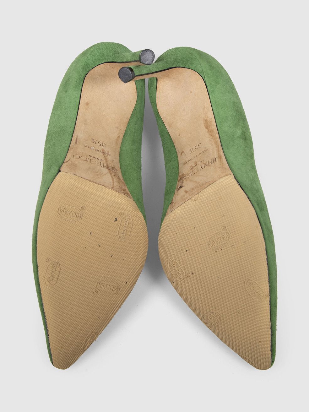 Jimmy Choo Green Suede Pumps Size US 5.5 / IT 35.5 - 5 Thumbnail