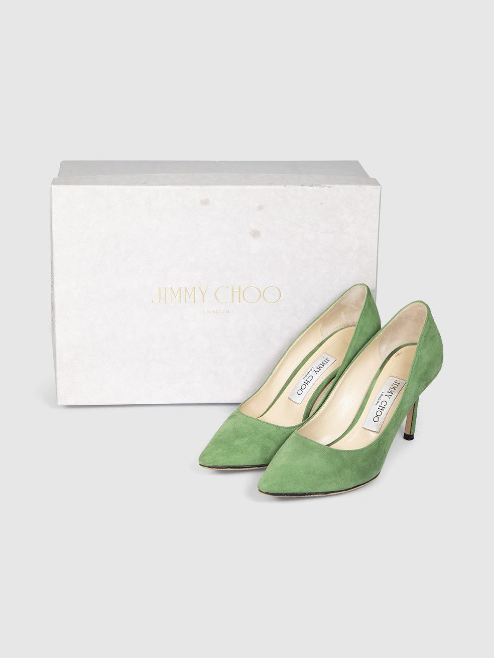 Jimmy Choo Green Suede Pumps Size US 5.5 / IT 35.5 - 3 Thumbnail