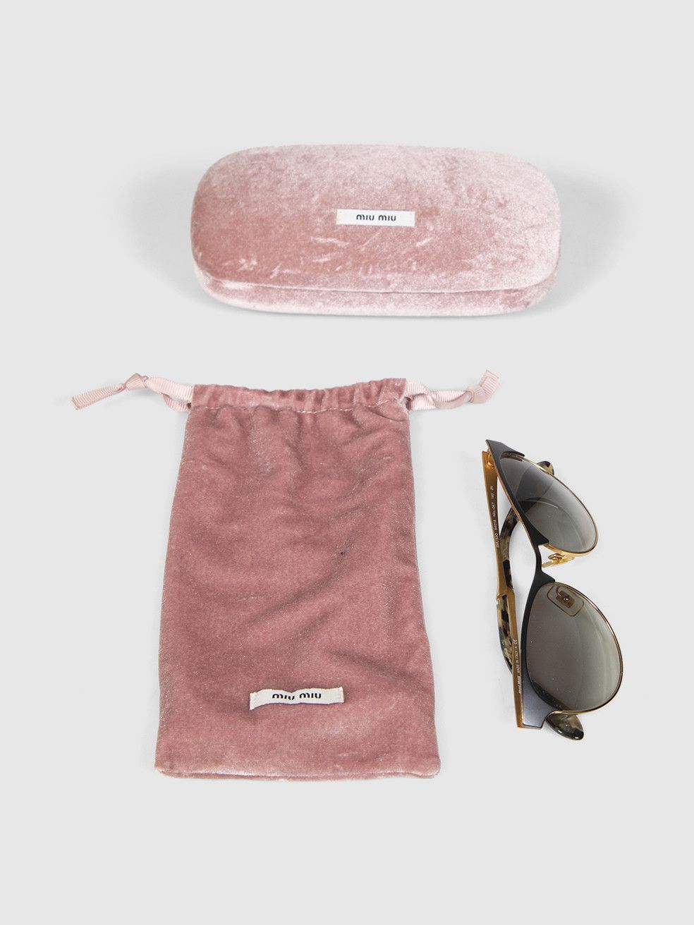 Miu Miu Gold Metal Sunglasses Size ONE SIZE - 3 Thumbnail