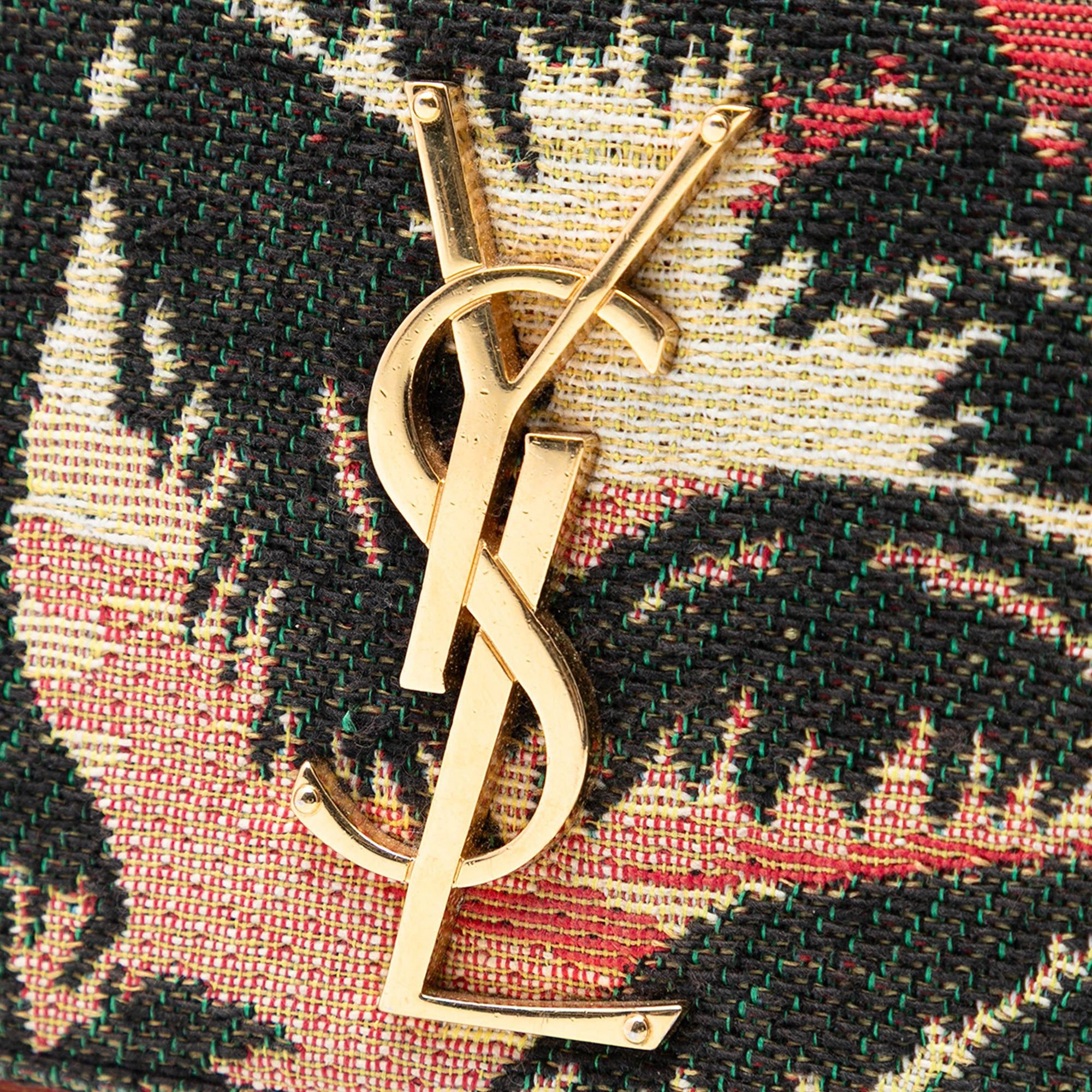 Saint Laurent Paris Small Embroidered Canvas Palm Tree Monogram Kate Crossbody Size ONE SIZE - 5 Thumbnail
