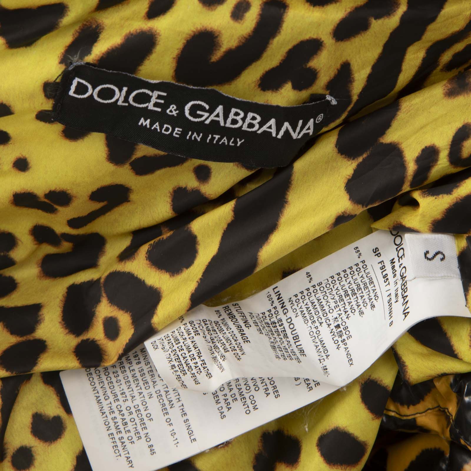 Dolce & Gabbana Yellow Leopard Print Puffer Jacket Size S / US 4 / IT 40 - 4 Thumbnail