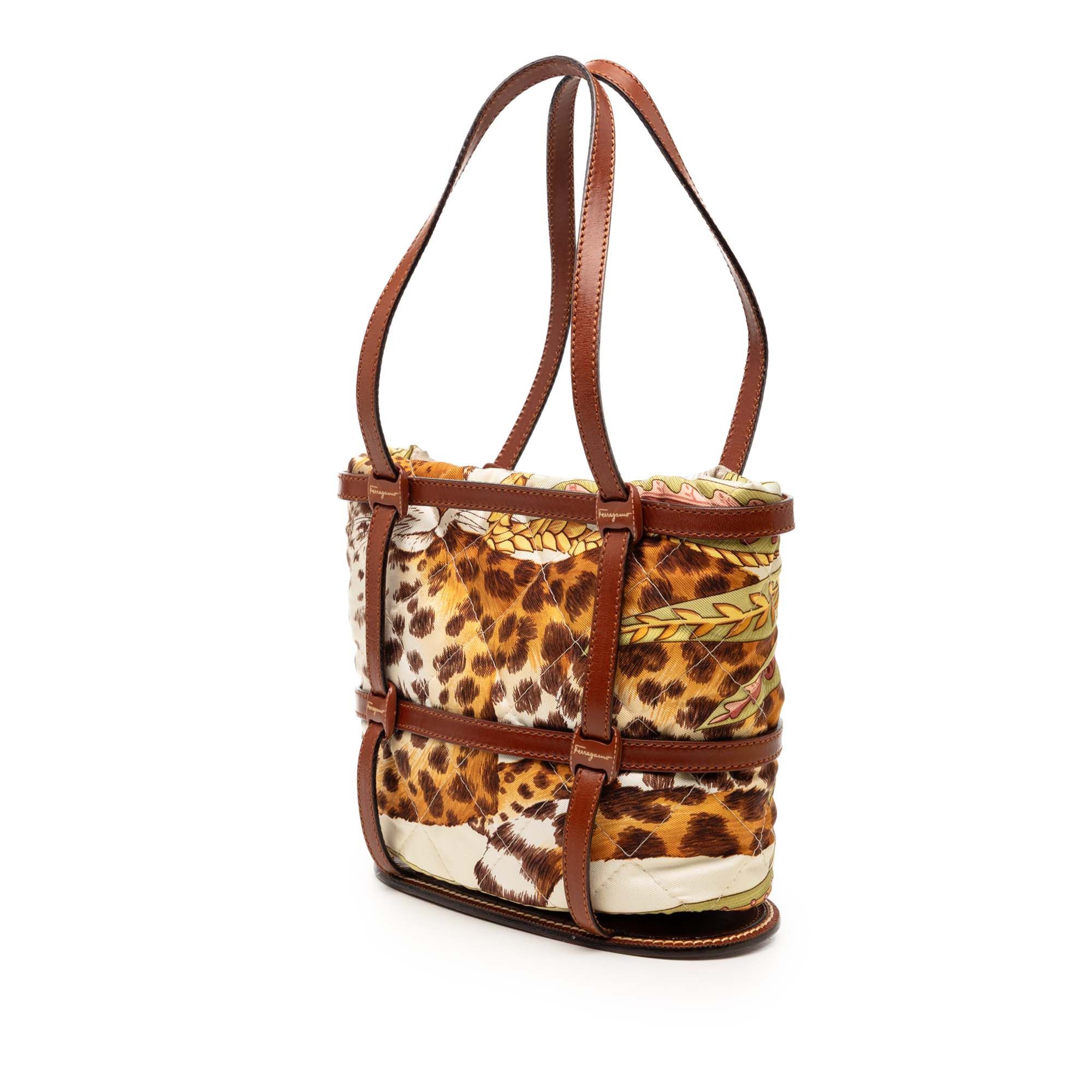 Salvatore Ferragamo Quilted Nylon and Leather Jungle Safari Bucket Bag Size ONE SIZE - 2 Thumbnail