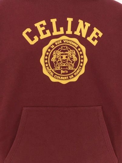 Celine blason celine hoodie in cotton fleece burgundy Size US M / EU 48-50 / 2 - 3 Thumbnail