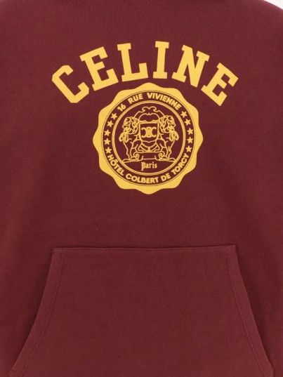 Celine blason celine hoodie in cotton fleece burgundy Size US L / EU 52-54 / 3 - 3 Thumbnail