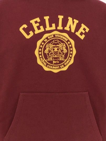 Celine blason celine hoodie in cotton fleece burgundy Size US XL / EU 56 / 4 - 3 Thumbnail