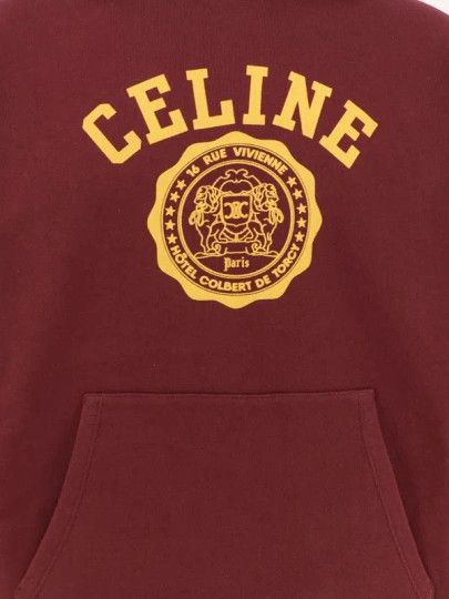 Celine blason celine hoodie in cotton fleece burgundy Size US XXL / EU 58 / 5 - 3 Thumbnail