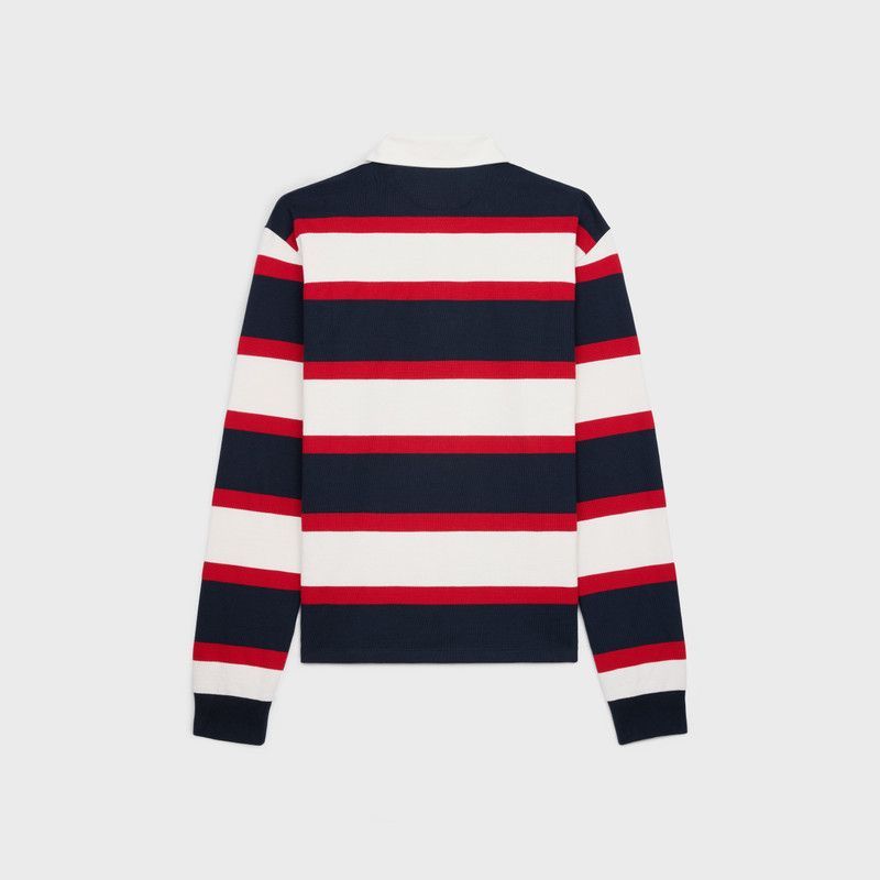 Celine blason rugby polo shirt in striped jersey white/navy/red Size US S / EU 44-46 / 1 - 2 Thumbnail