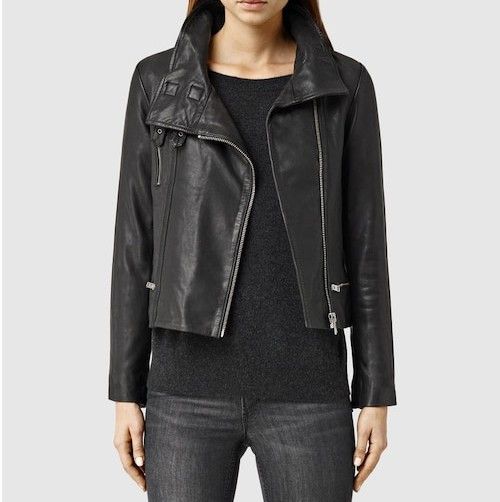 Other All Saints AllSaints BALES BIKER Lamb Leather Jacket Leather Outerwear WL116E DUTY FREE for USA Size ONE SIZE - 3 Thumbnail