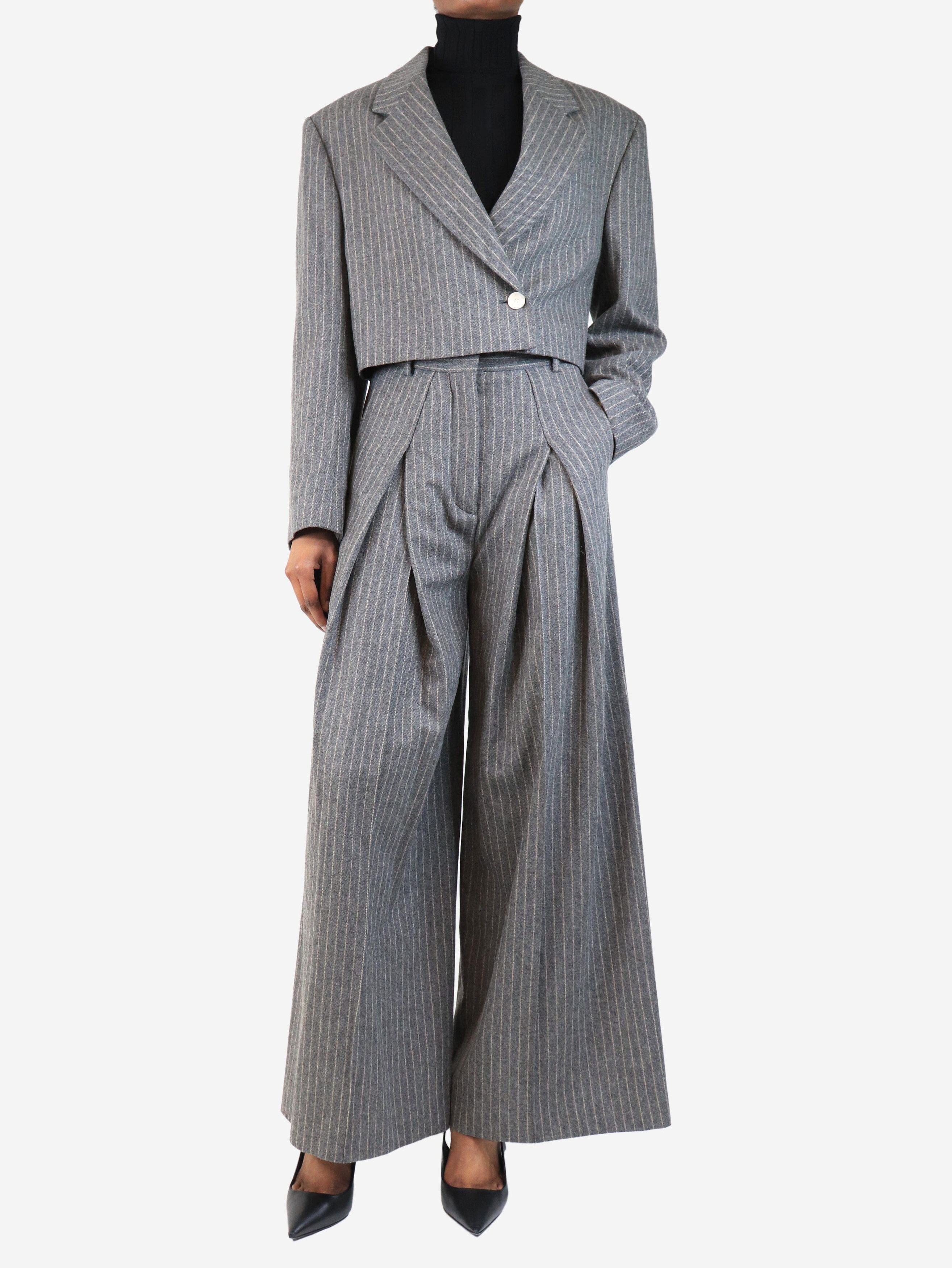 Acne Studios Grey cropped pinstripe blazer - UK 8 Size S / US 4 / IT 40 - 4 Thumbnail