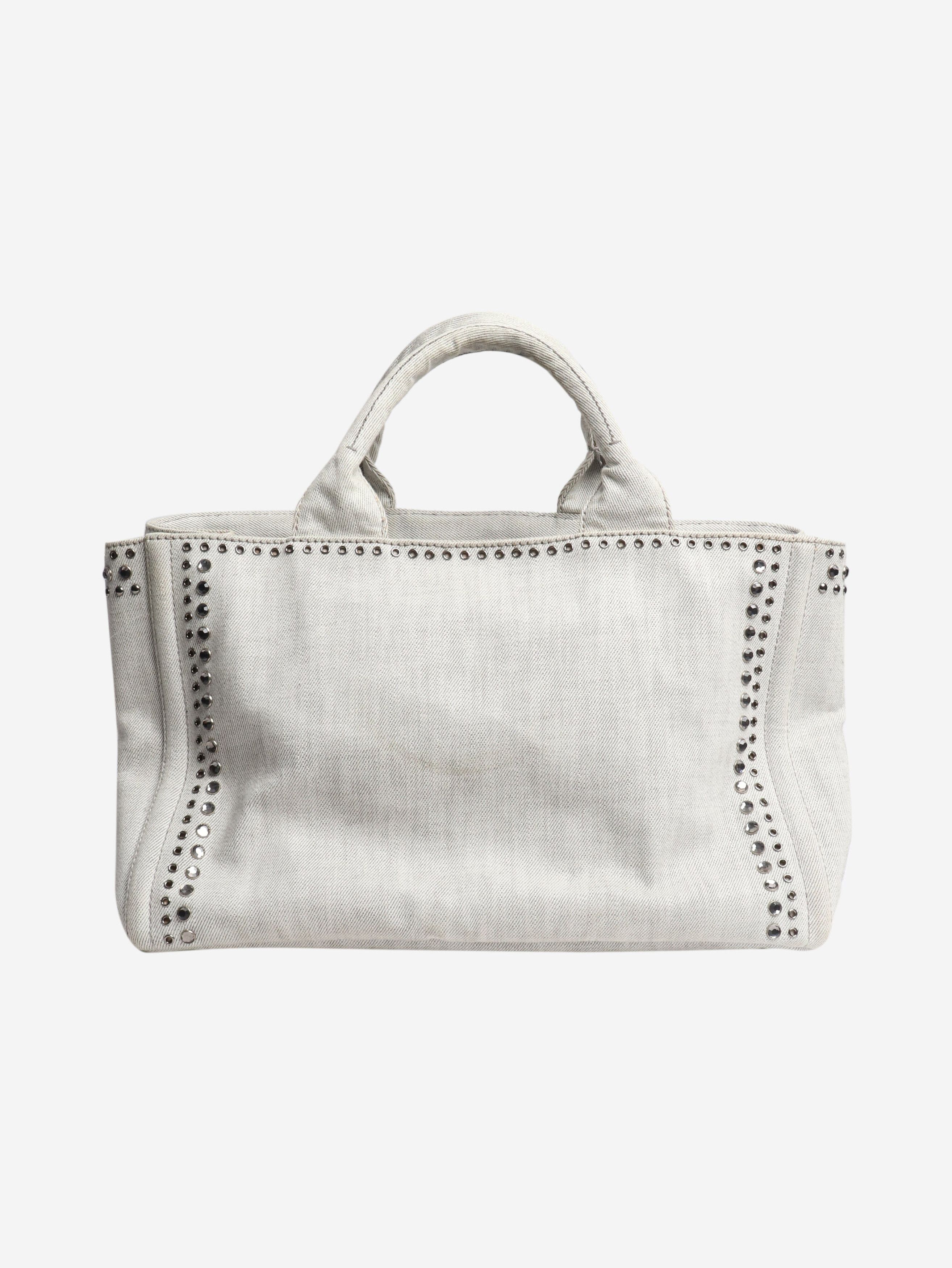 Prada Ash grey denim bejewelled 2way tote Size ONE SIZE - 3 Thumbnail
