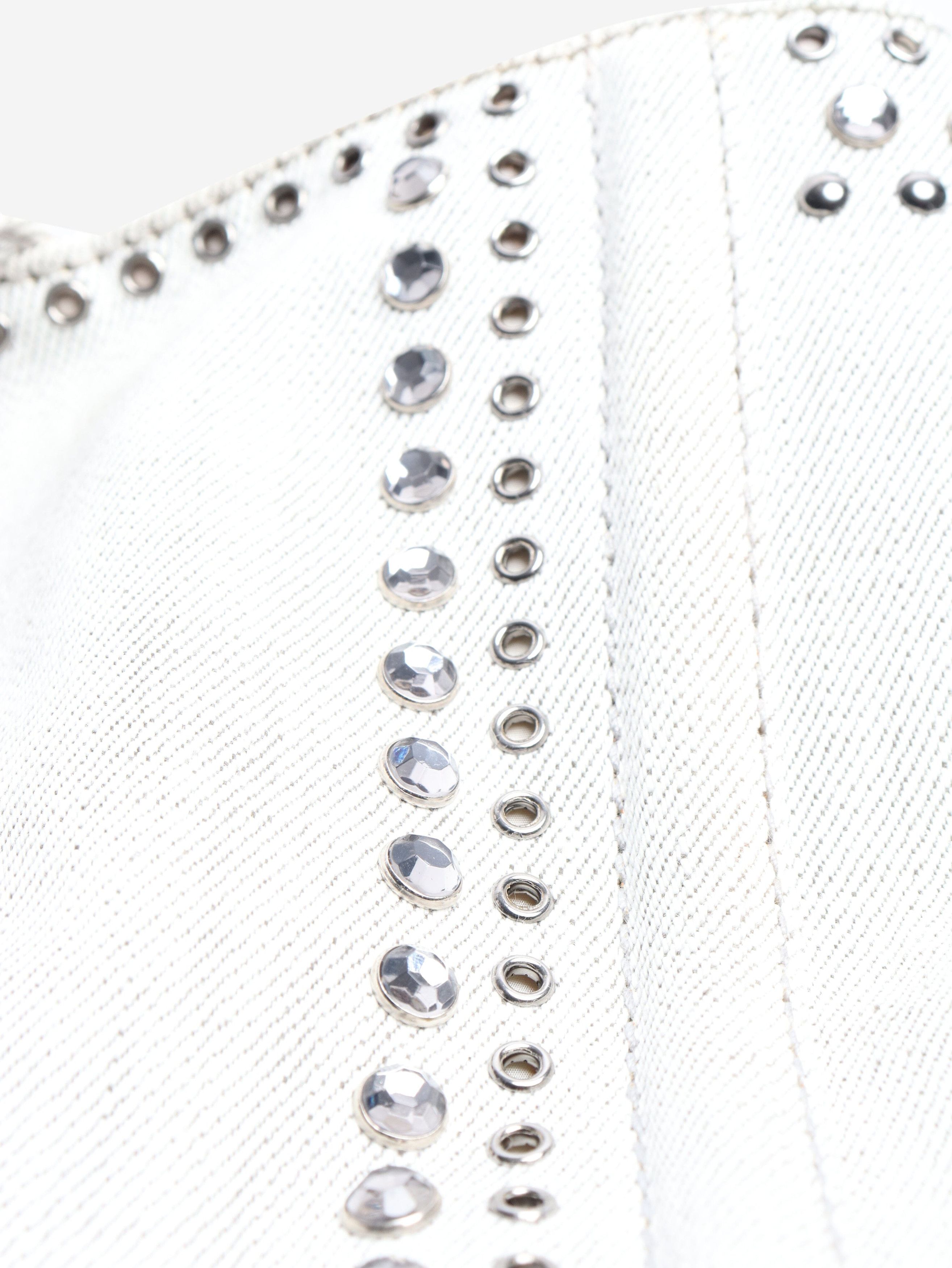 Prada Ash grey denim bejewelled 2way tote Size ONE SIZE - 7 Thumbnail