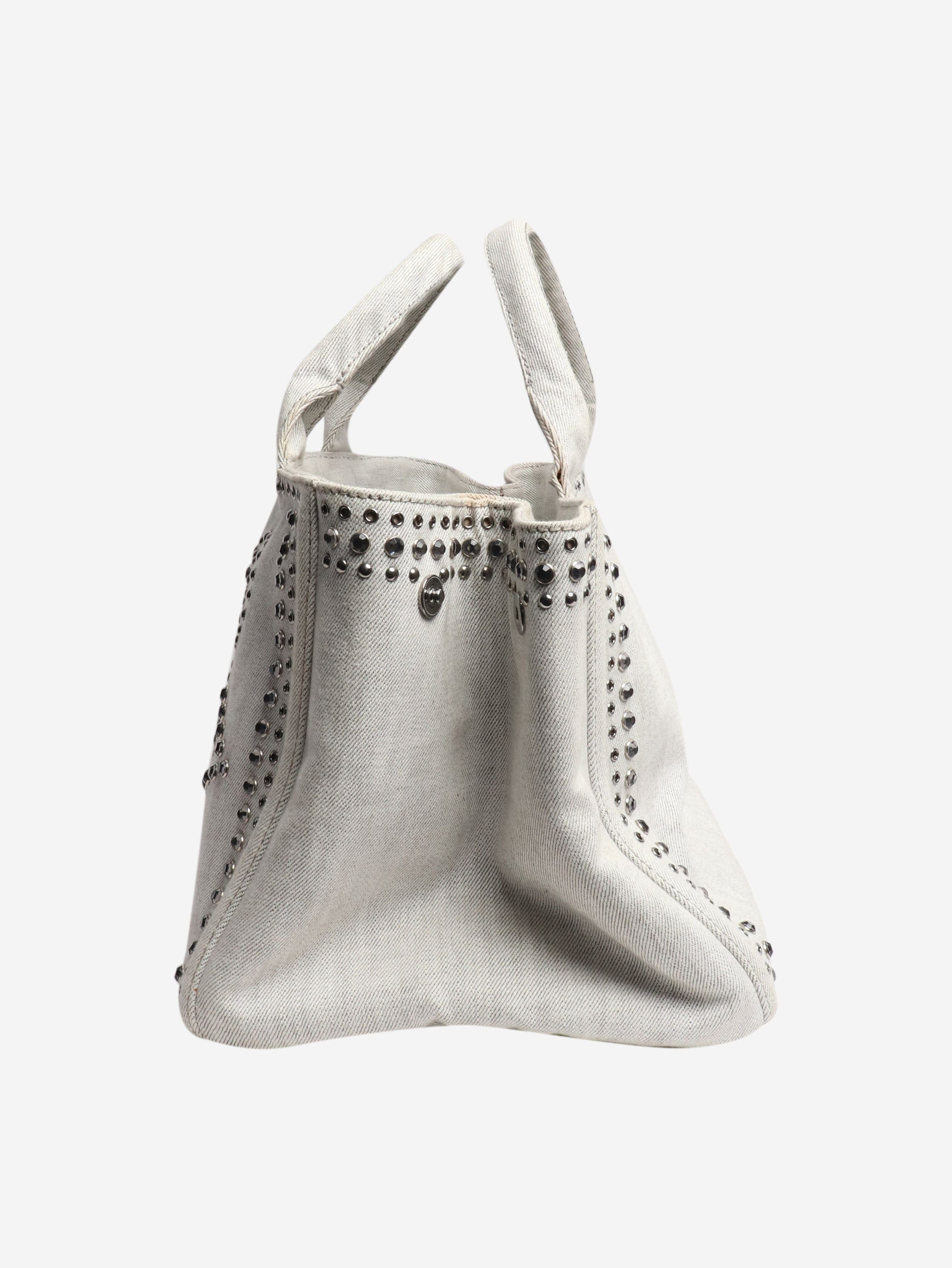 Prada Ash grey denim bejewelled 2way tote Size ONE SIZE - 2 Thumbnail