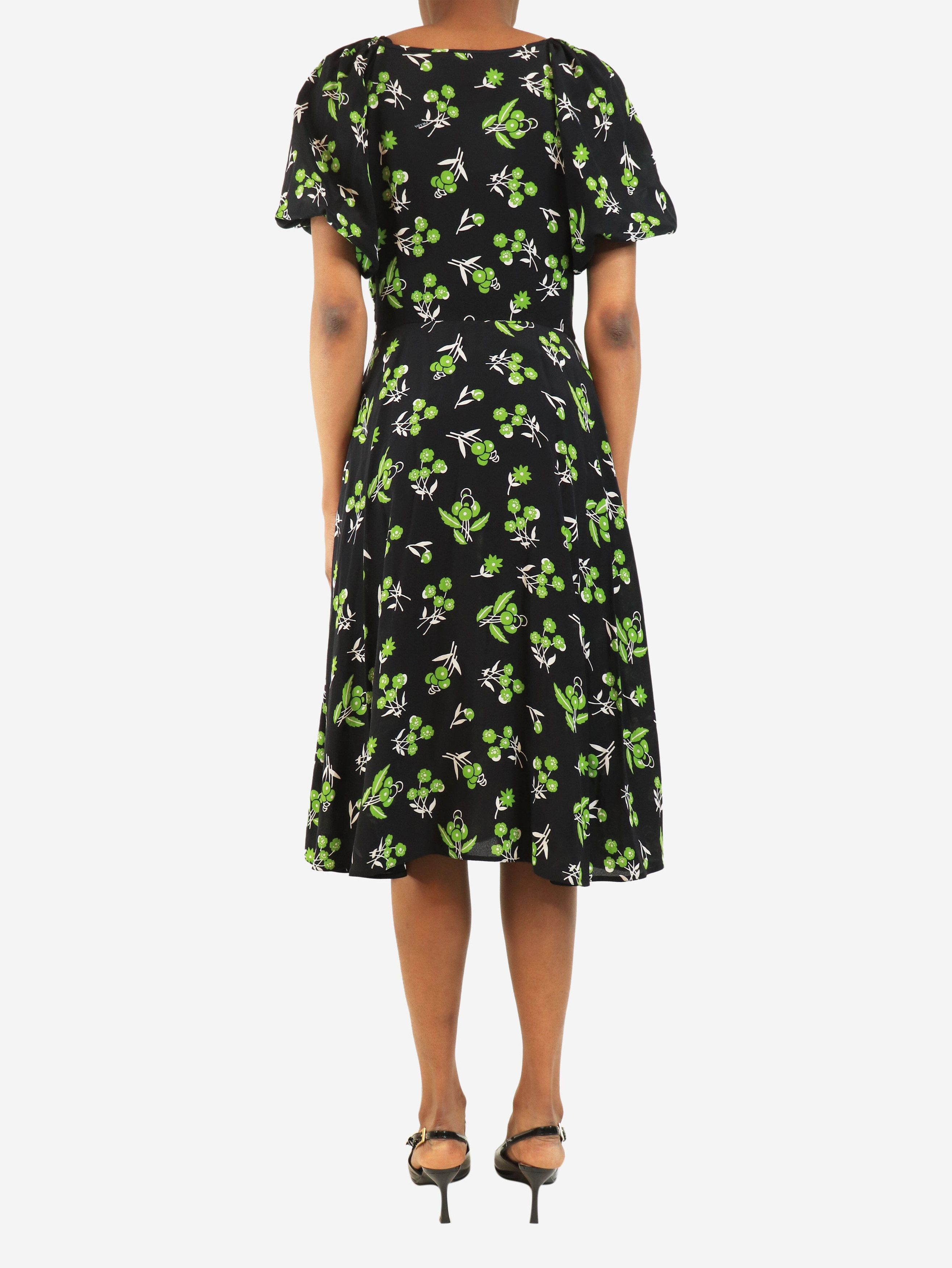 Prada Black floral midi dress - UK 8 Size S / US 4 / IT 40 - 2 Thumbnail