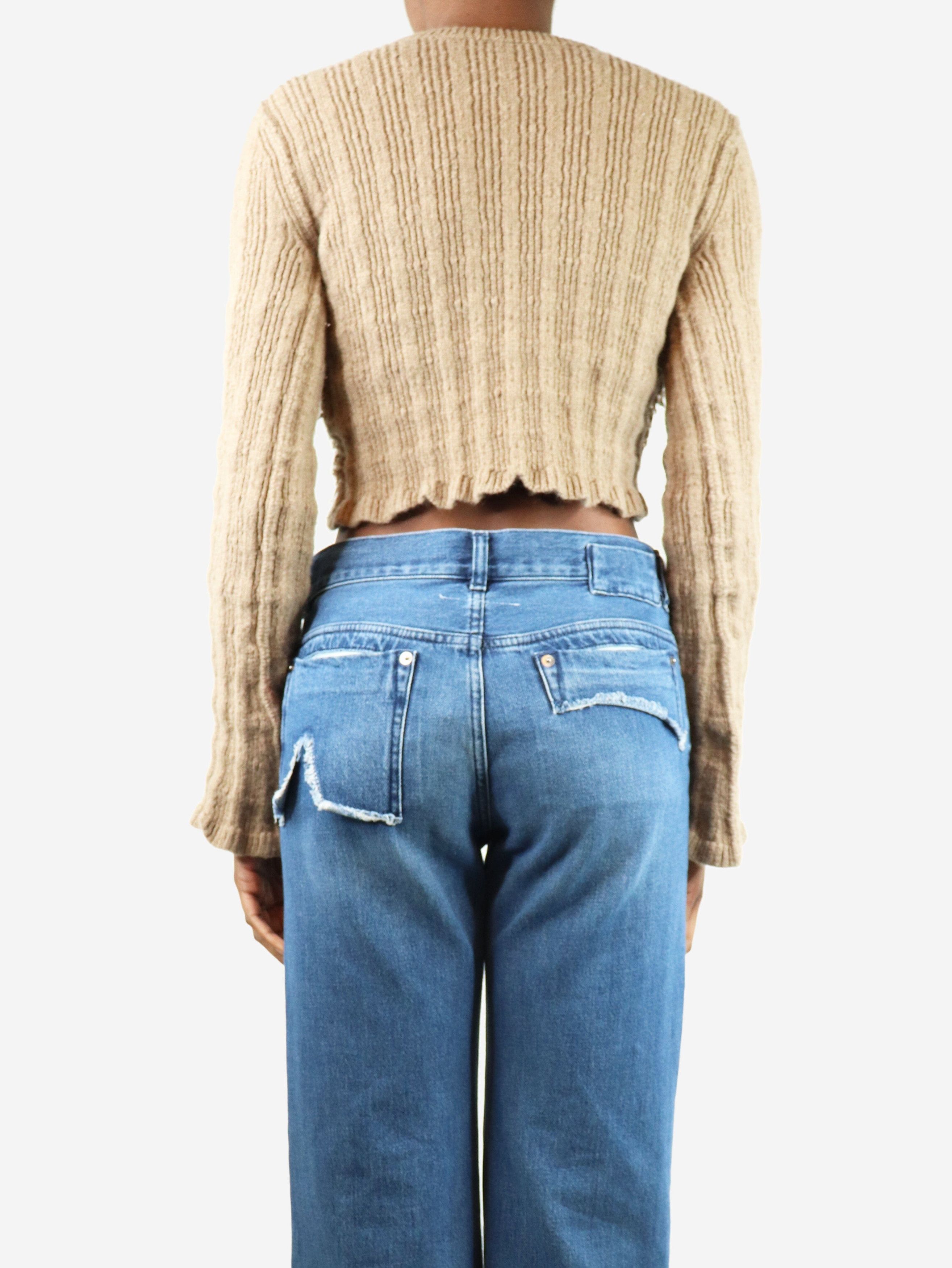 Acne Studios Light brown fringed ribbed wool-blend sweater - XS Size XS / US 0-2 / IT 36-38 - 2 Thumbnail