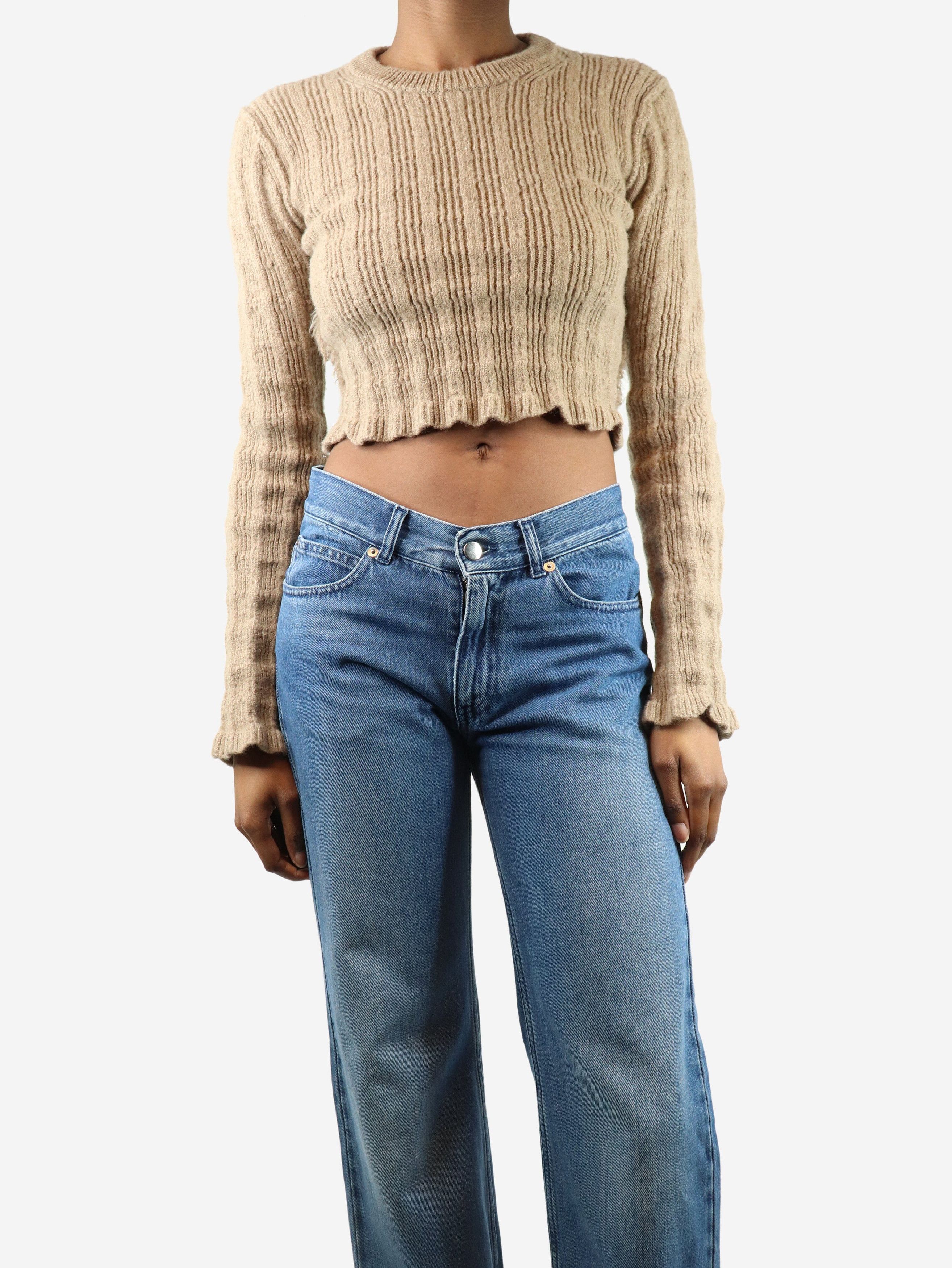 Acne Studios Light brown fringed ribbed wool-blend sweater - XS Size XS / US 0-2 / IT 36-38 - 3 Thumbnail