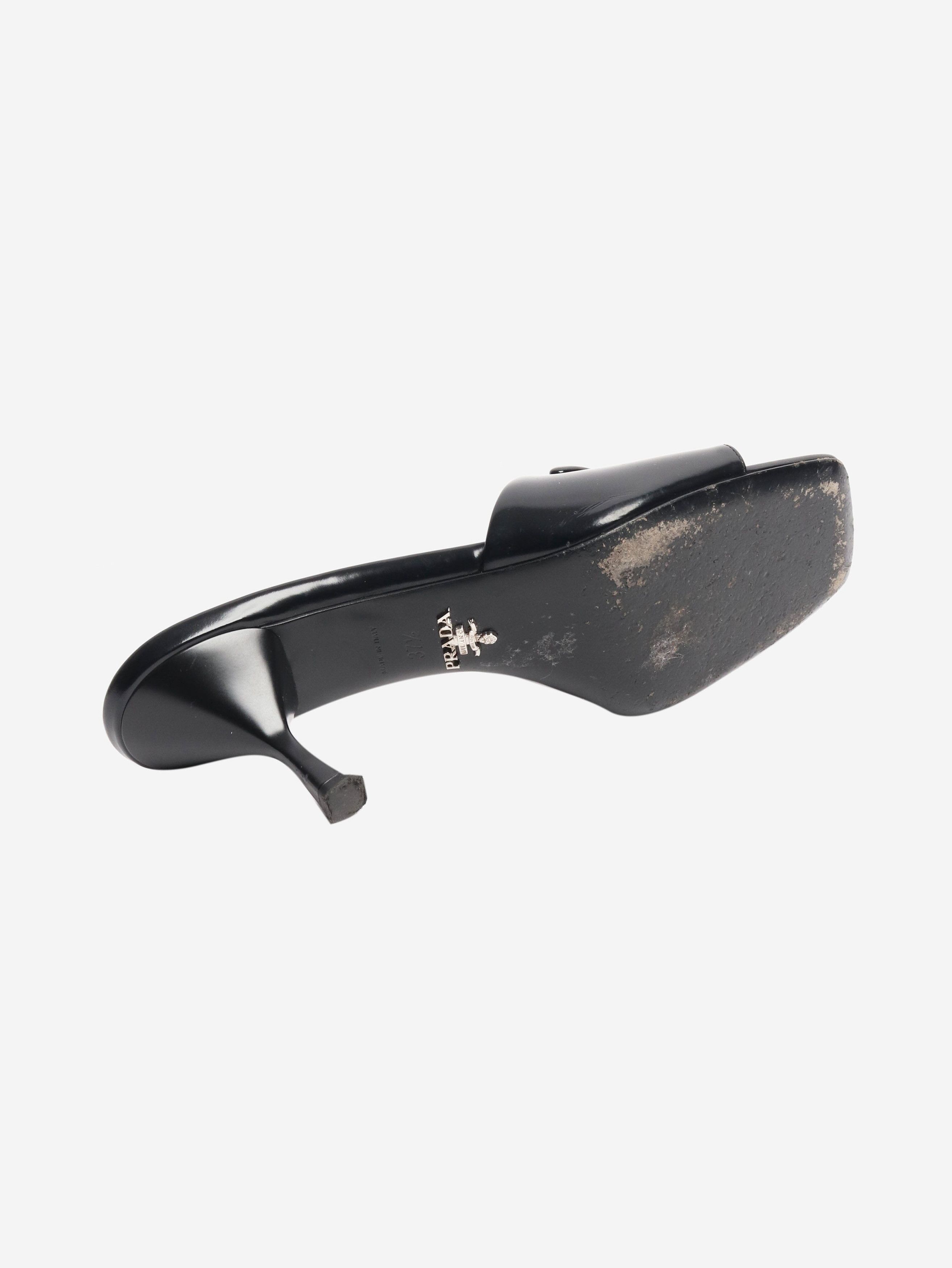 Prada Black leather kitten heels mules - EU 37.5 (UK 4.5) Size US 6 / IT 36 - 5 Thumbnail