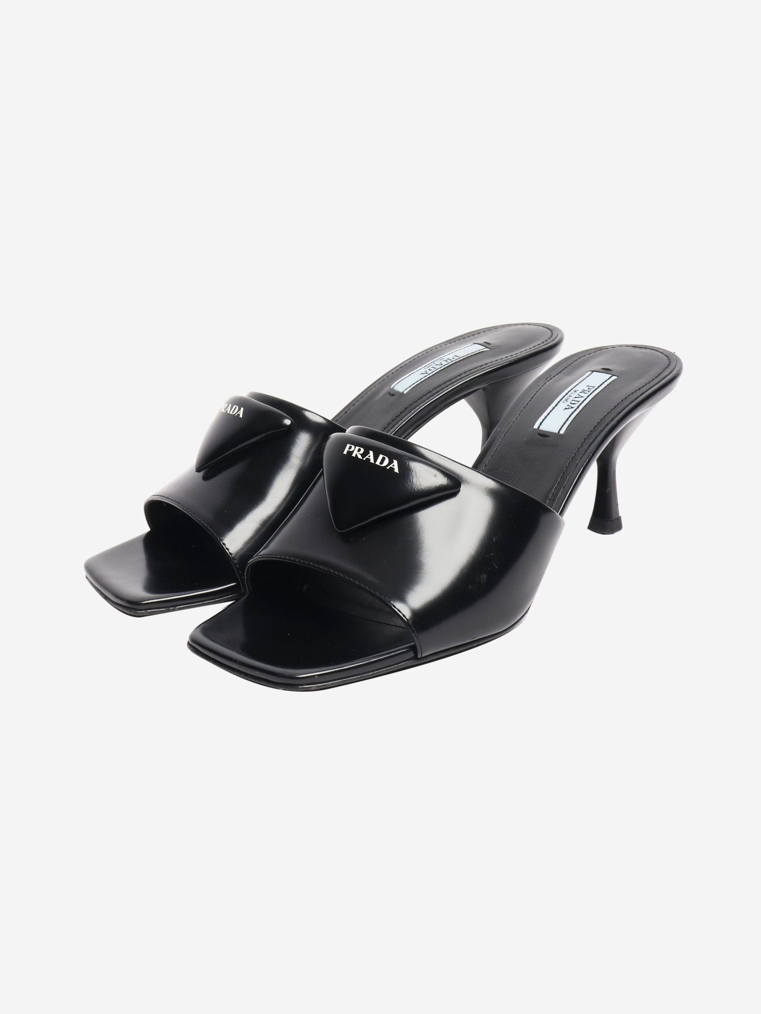 Prada Black leather kitten heels mules - EU 37.5 (UK 4.5) Size US 6 / IT 36 - 2 Thumbnail