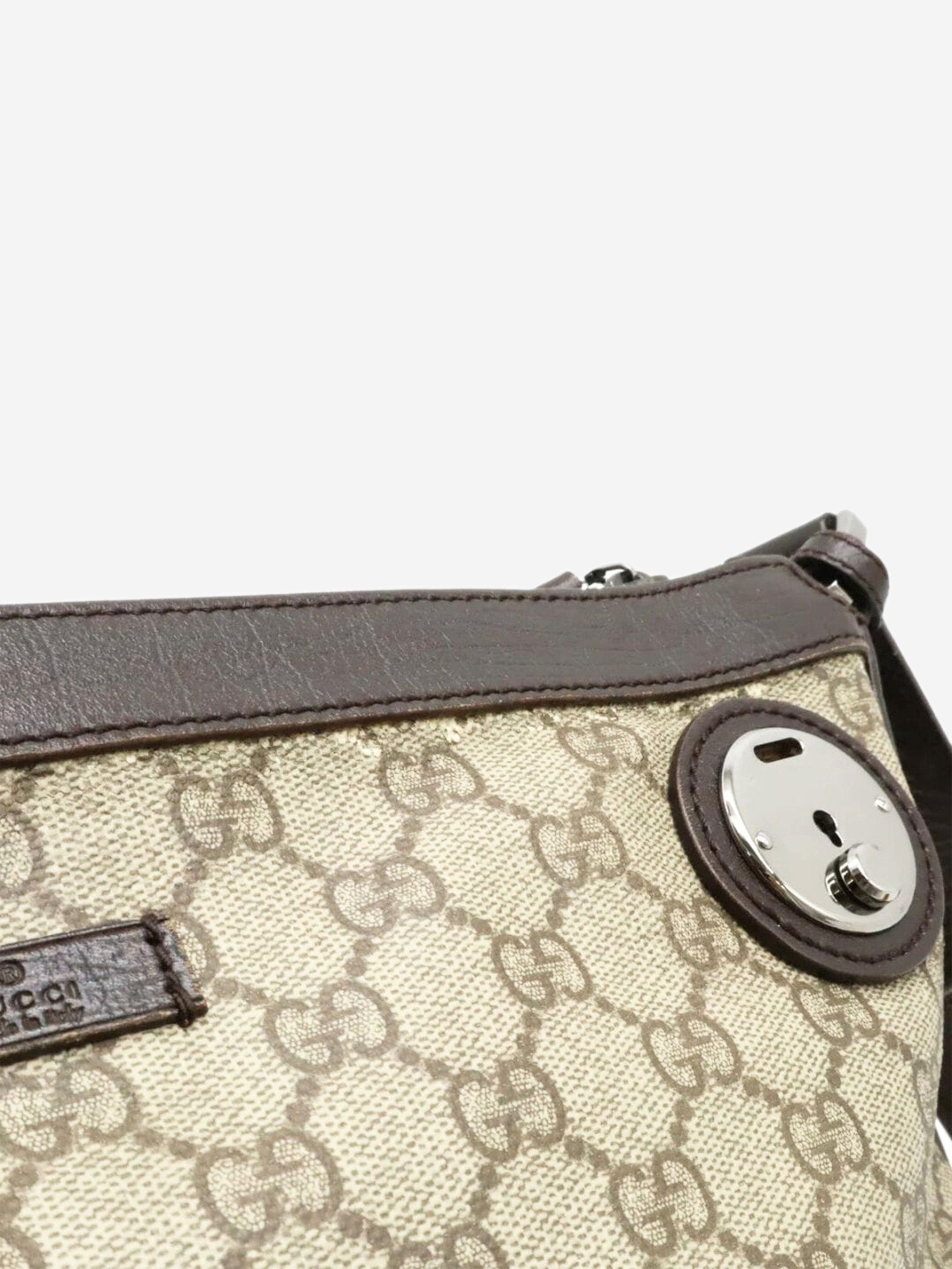 Gucci Brown GG Supreme canvas and leather shoulder bag Size ONE SIZE - 8 Thumbnail