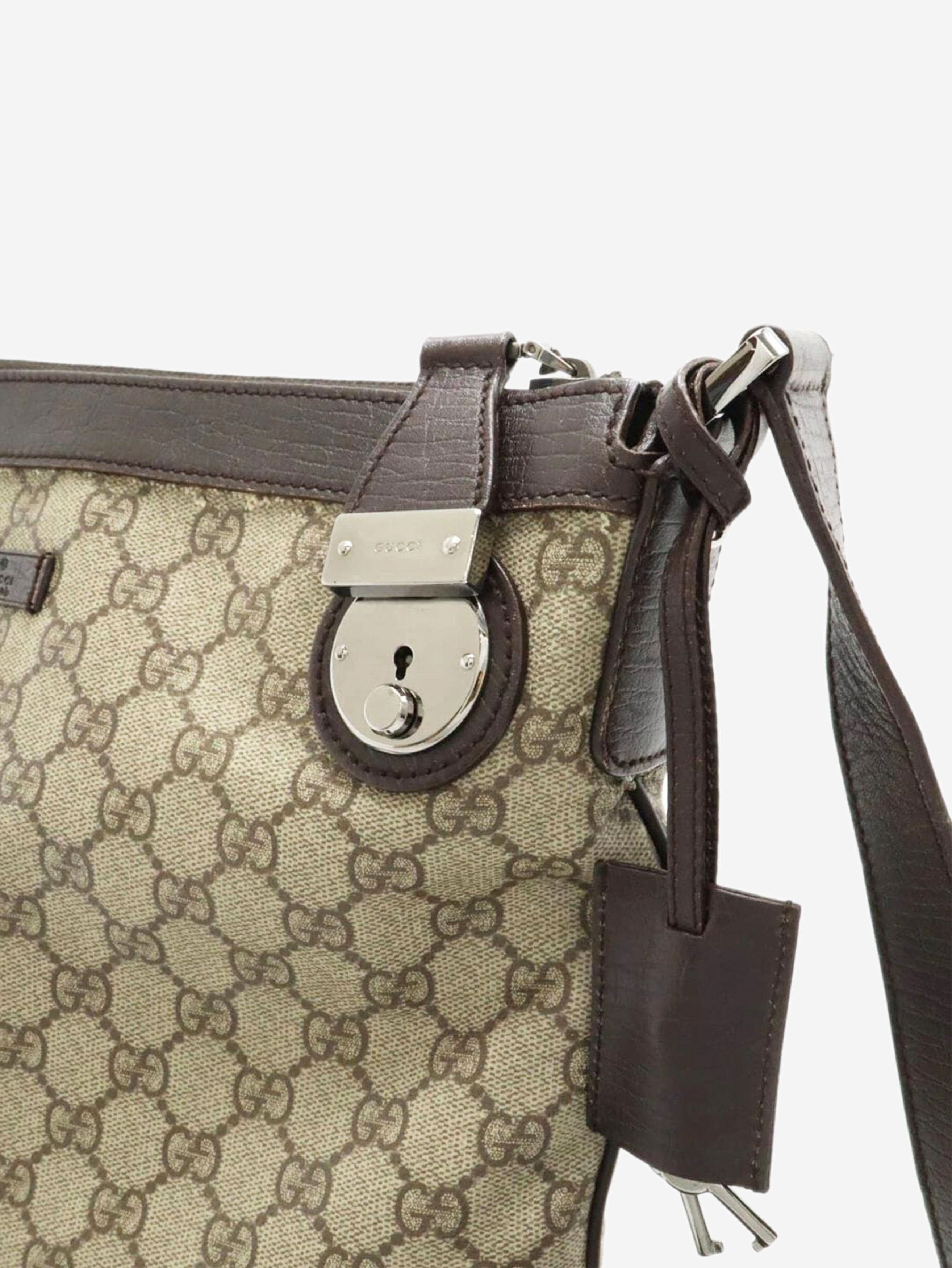 Gucci Brown GG Supreme canvas and leather shoulder bag Size ONE SIZE - 6 Thumbnail