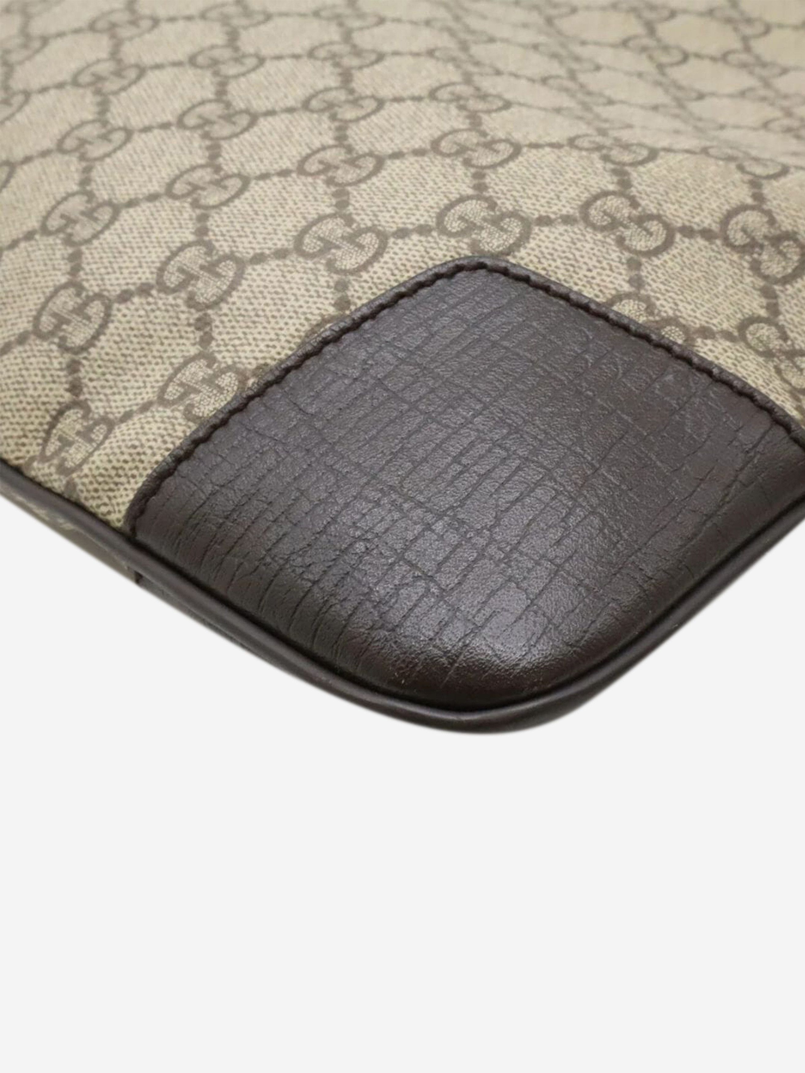 Gucci Brown GG Supreme canvas and leather shoulder bag Size ONE SIZE - 3 Thumbnail