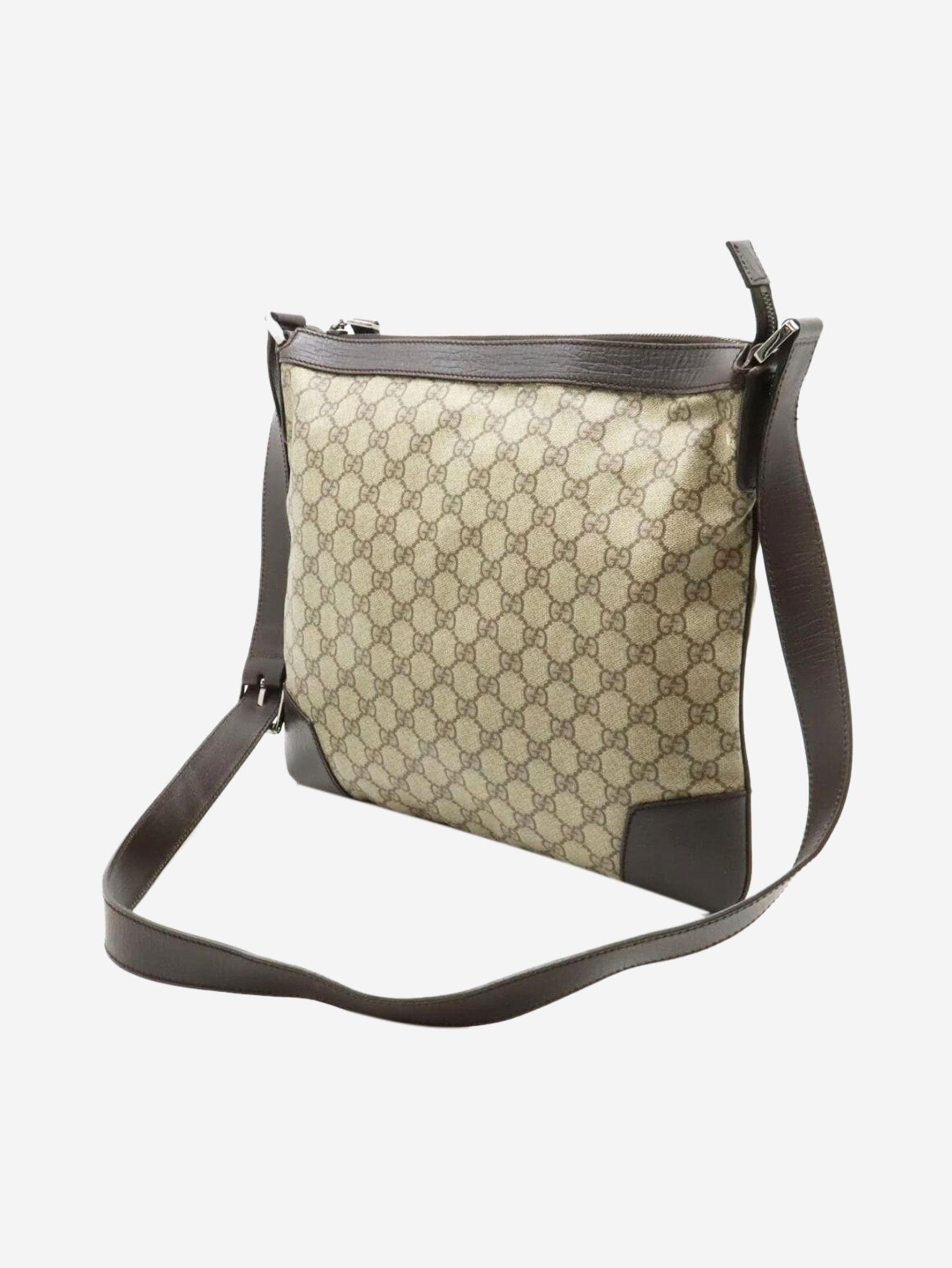 Gucci Brown GG Supreme canvas and leather shoulder bag Size ONE SIZE - 2 Thumbnail