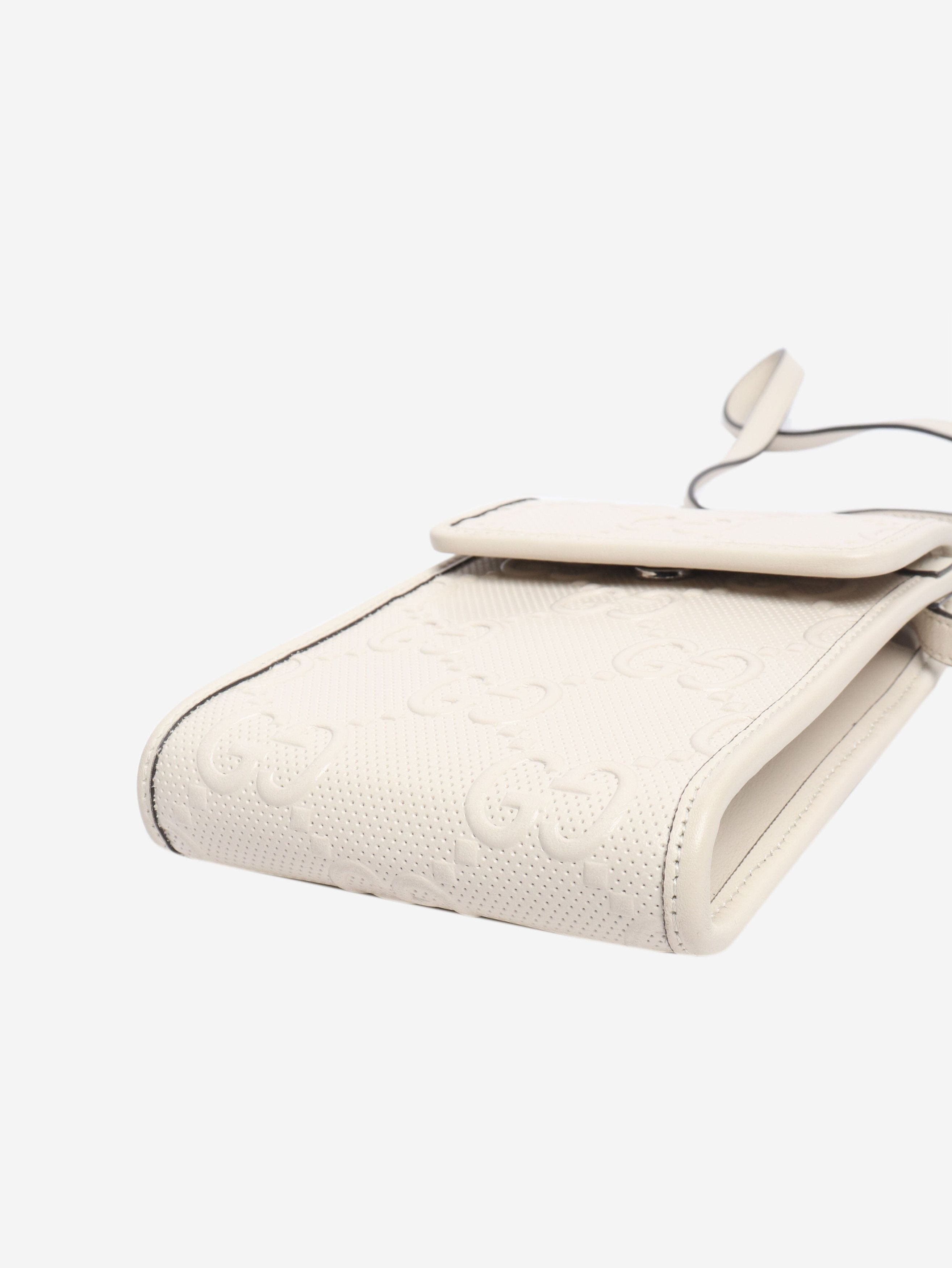 Gucci Cream GG embossed leather mini flap crossbody bag Size ONE SIZE - 3 Thumbnail