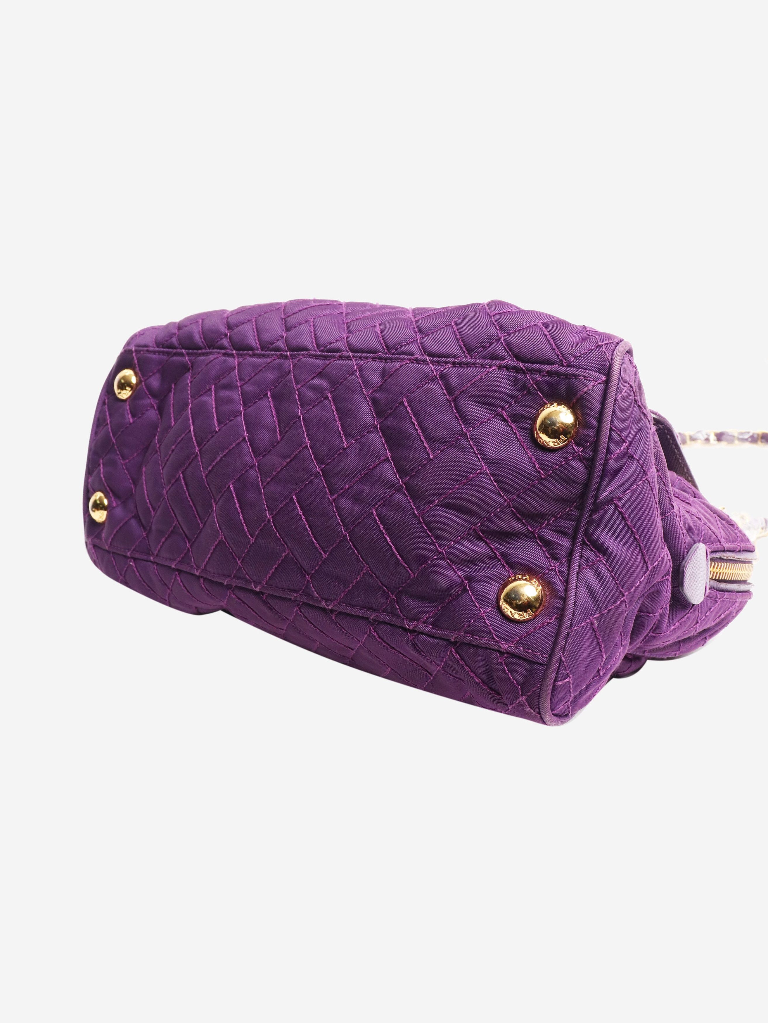 Prada Purple quilted tessuto shoulder bag Size ONE SIZE - 4 Thumbnail