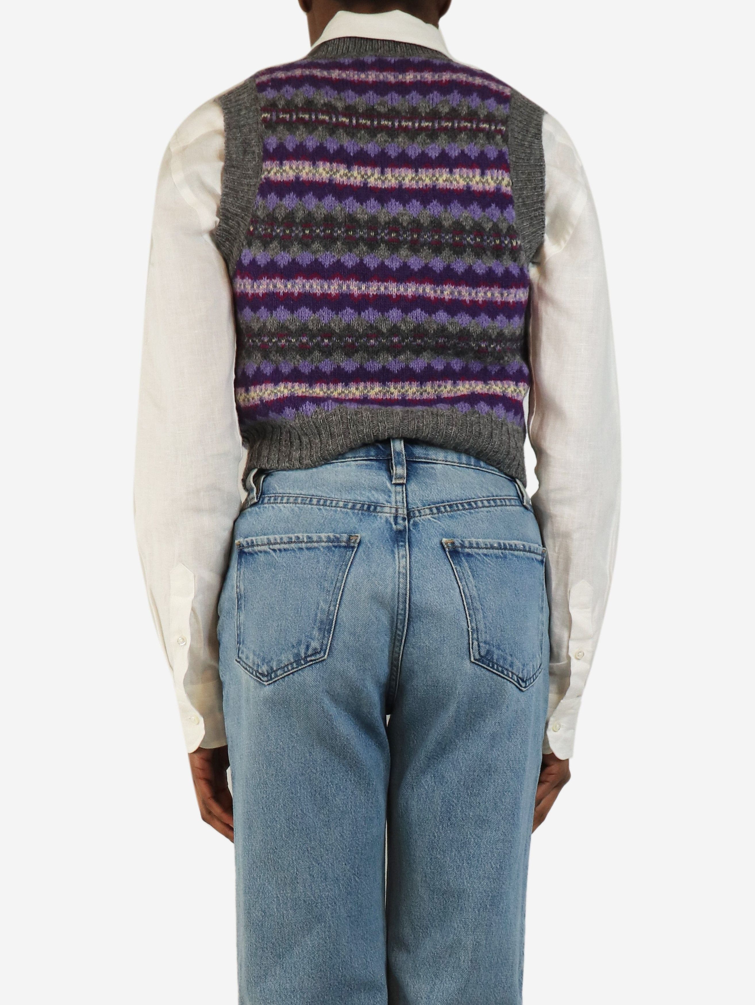 Acne Studios Grey and purple Korina fair isle knit vest - XS Size XS / US 0-2 / IT 36-38 - 2 Thumbnail