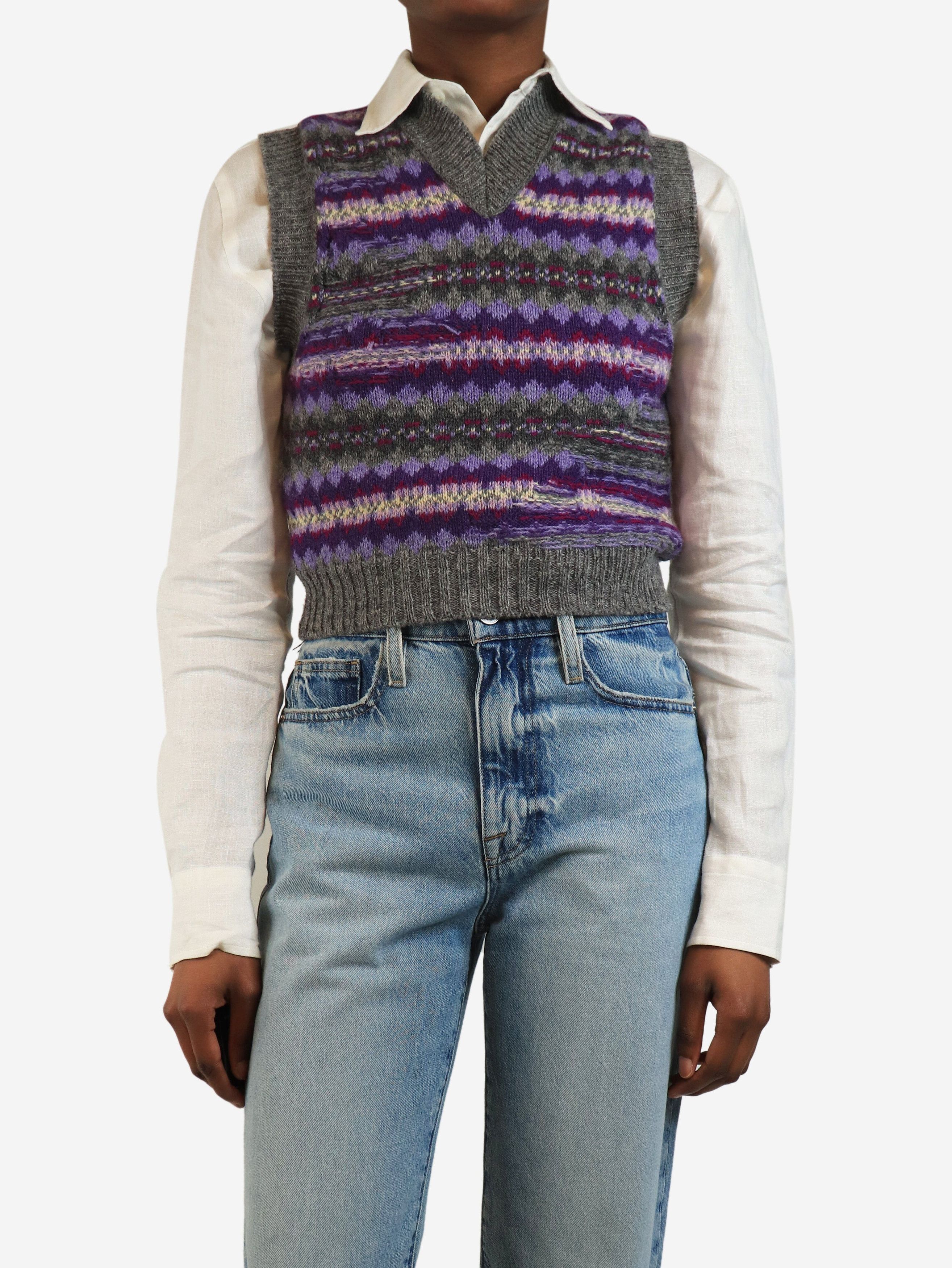 Acne Studios Grey and purple Korina fair isle knit vest - XS Size XS / US 0-2 / IT 36-38 - 3 Thumbnail