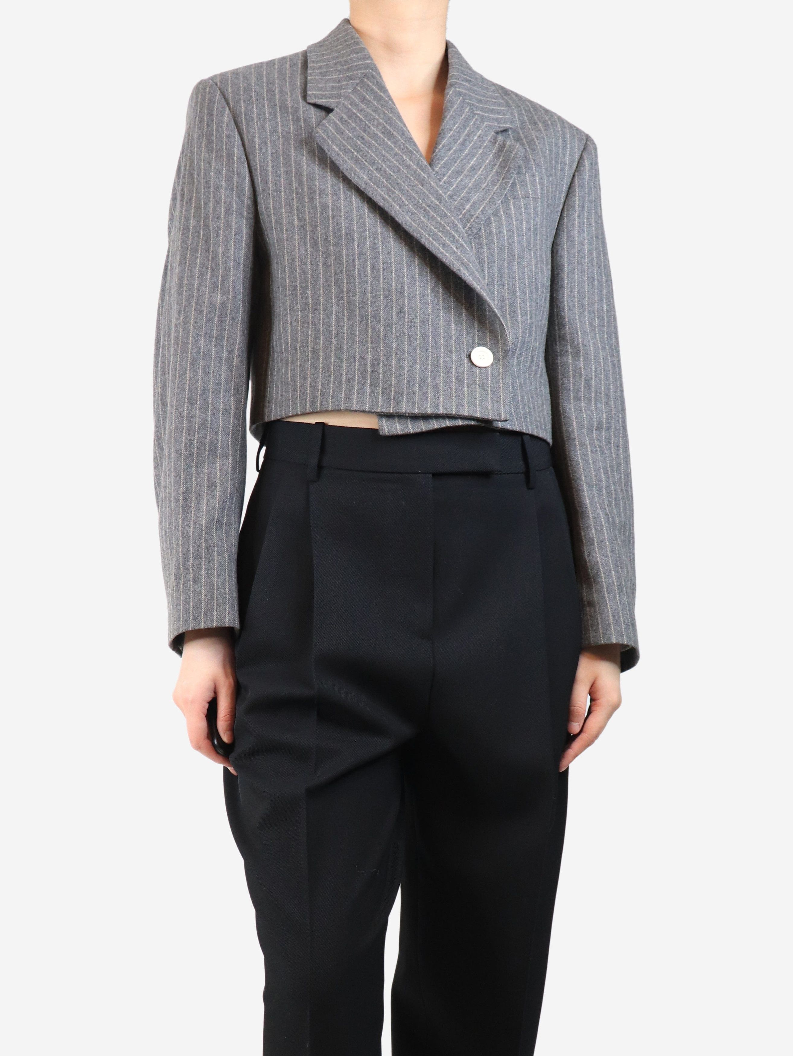 Acne Studios Grey pinstripe cropped wool jacket - UK 8 Size S / US 4 / IT 40 - 3 Thumbnail