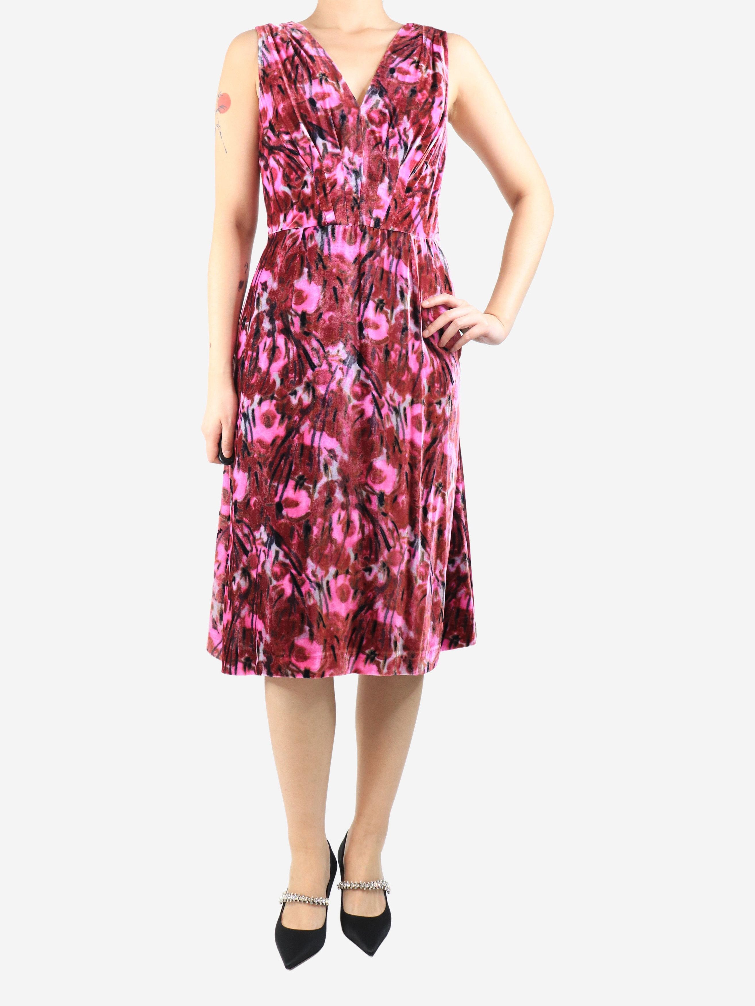 Prada Pink sleeveless velvet midi dress - UK 10 Size M / US 6-8 / IT 42-44 - 2 Thumbnail