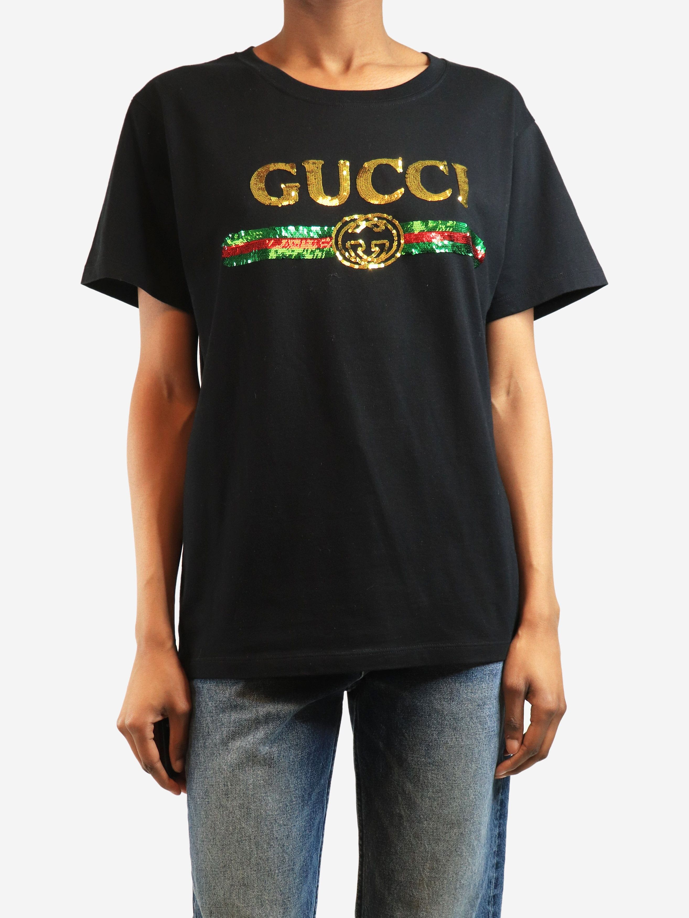 Gucci Black sequin logo t-shirt - XS Size XS / US 0-2 / IT 36-38 - 3 Thumbnail