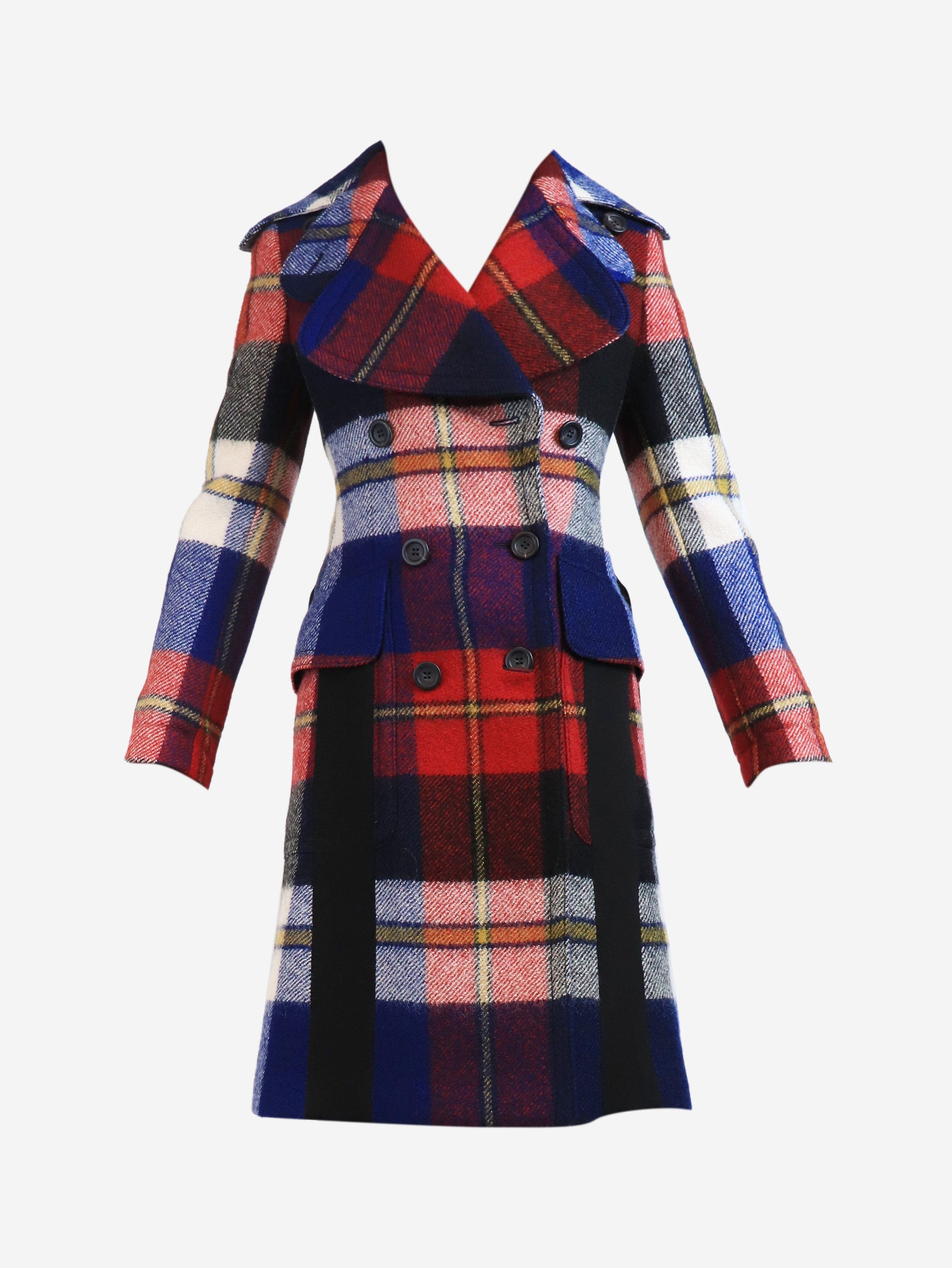 Prada Red plaid wool trench coat - UK 6 Size XS / US 0-2 / IT 36-38 - 5 Thumbnail