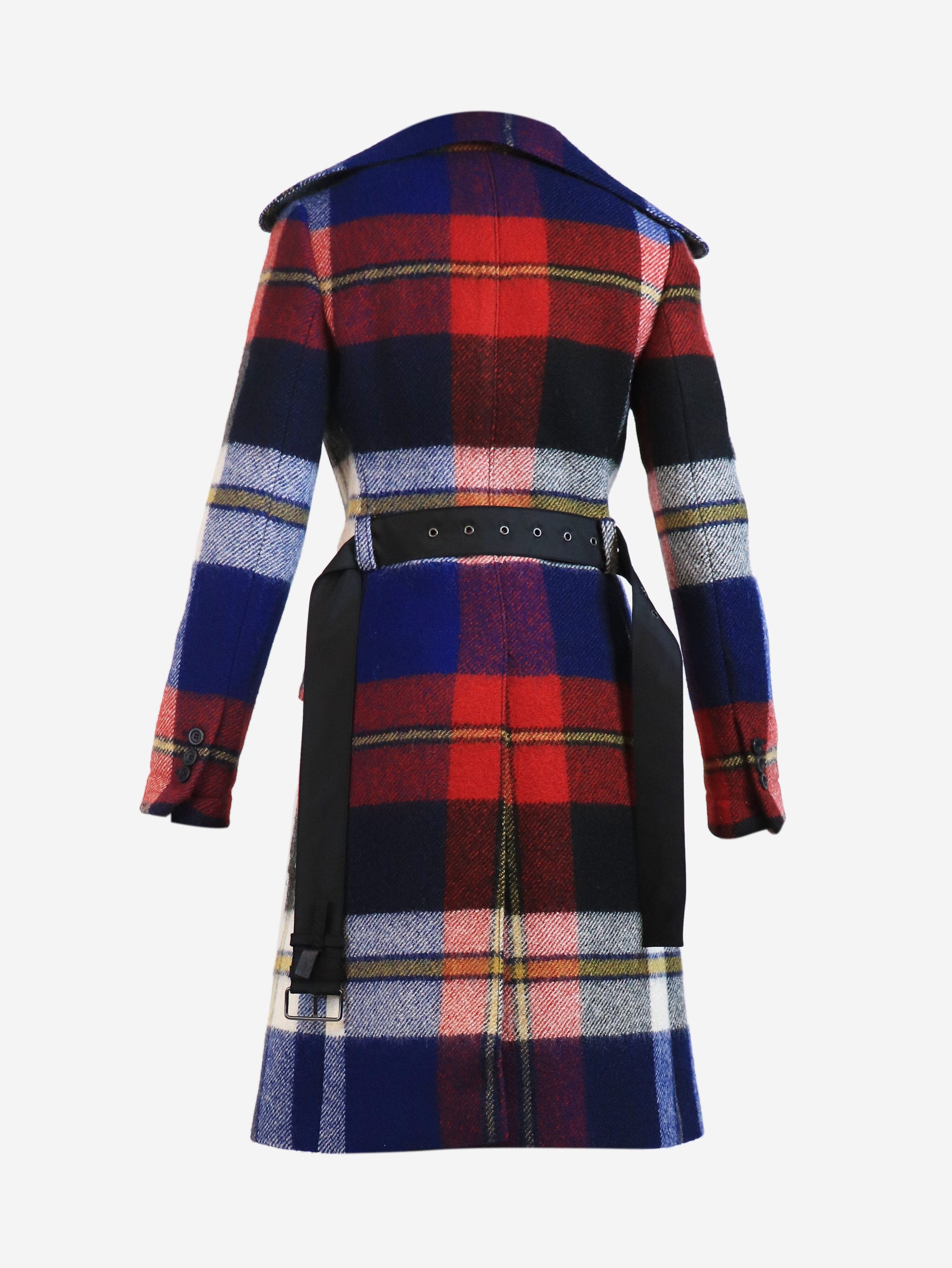Prada Red plaid wool trench coat - UK 6 Size XS / US 0-2 / IT 36-38 - 6 Thumbnail