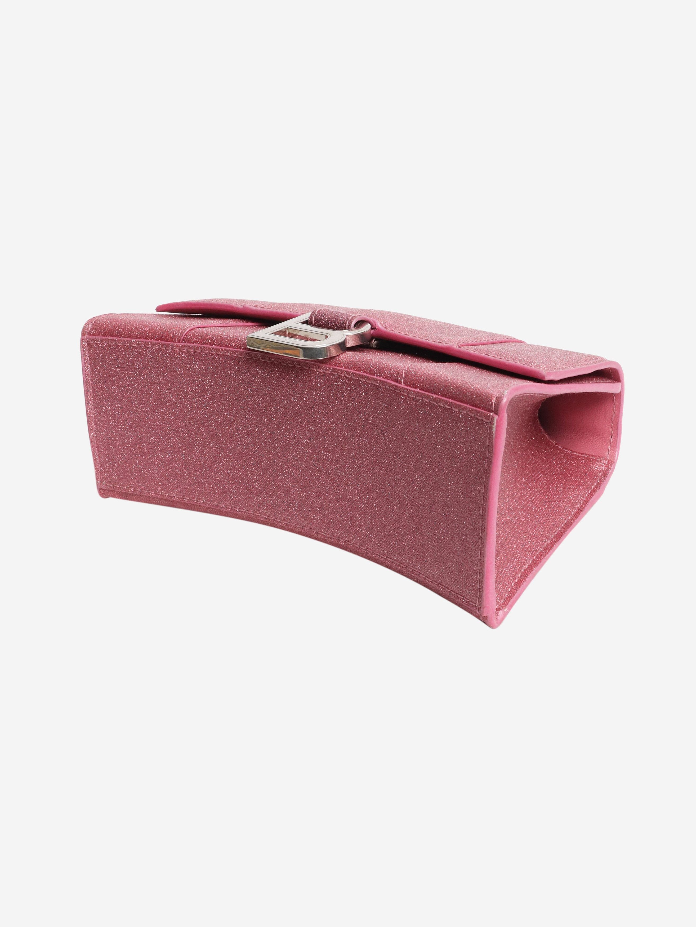 Balenciaga Pink glitter Hourglass XS handbag Size ONE SIZE - 4 Thumbnail