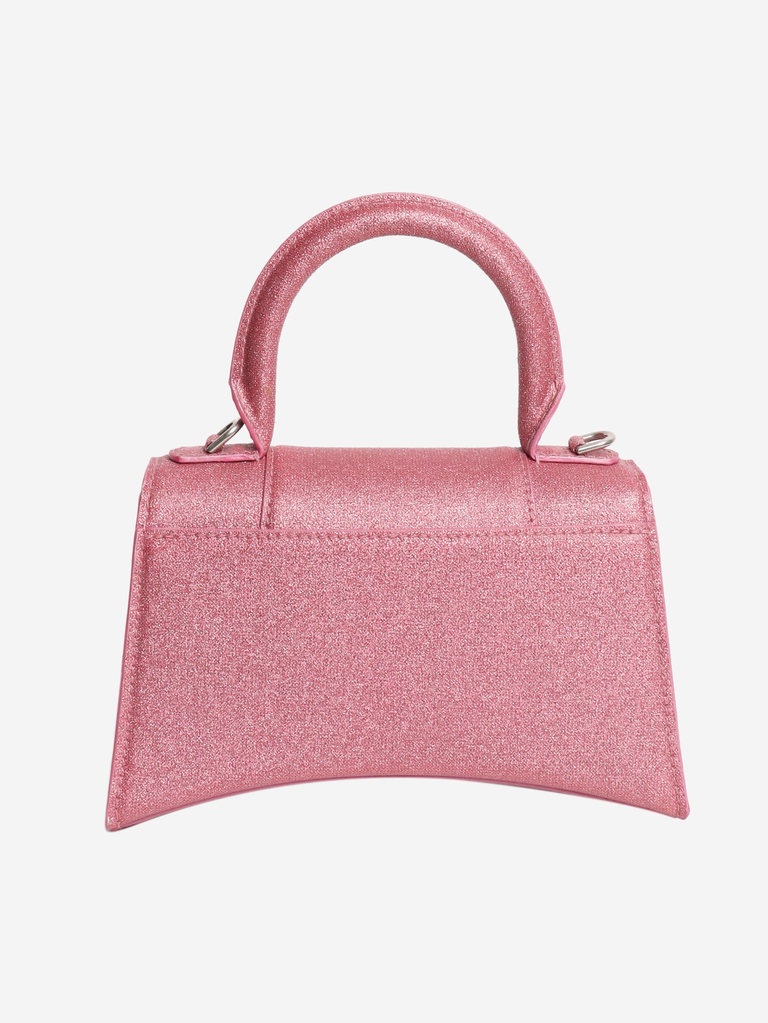 Balenciaga Pink glitter Hourglass XS handbag Size ONE SIZE - 3 Thumbnail