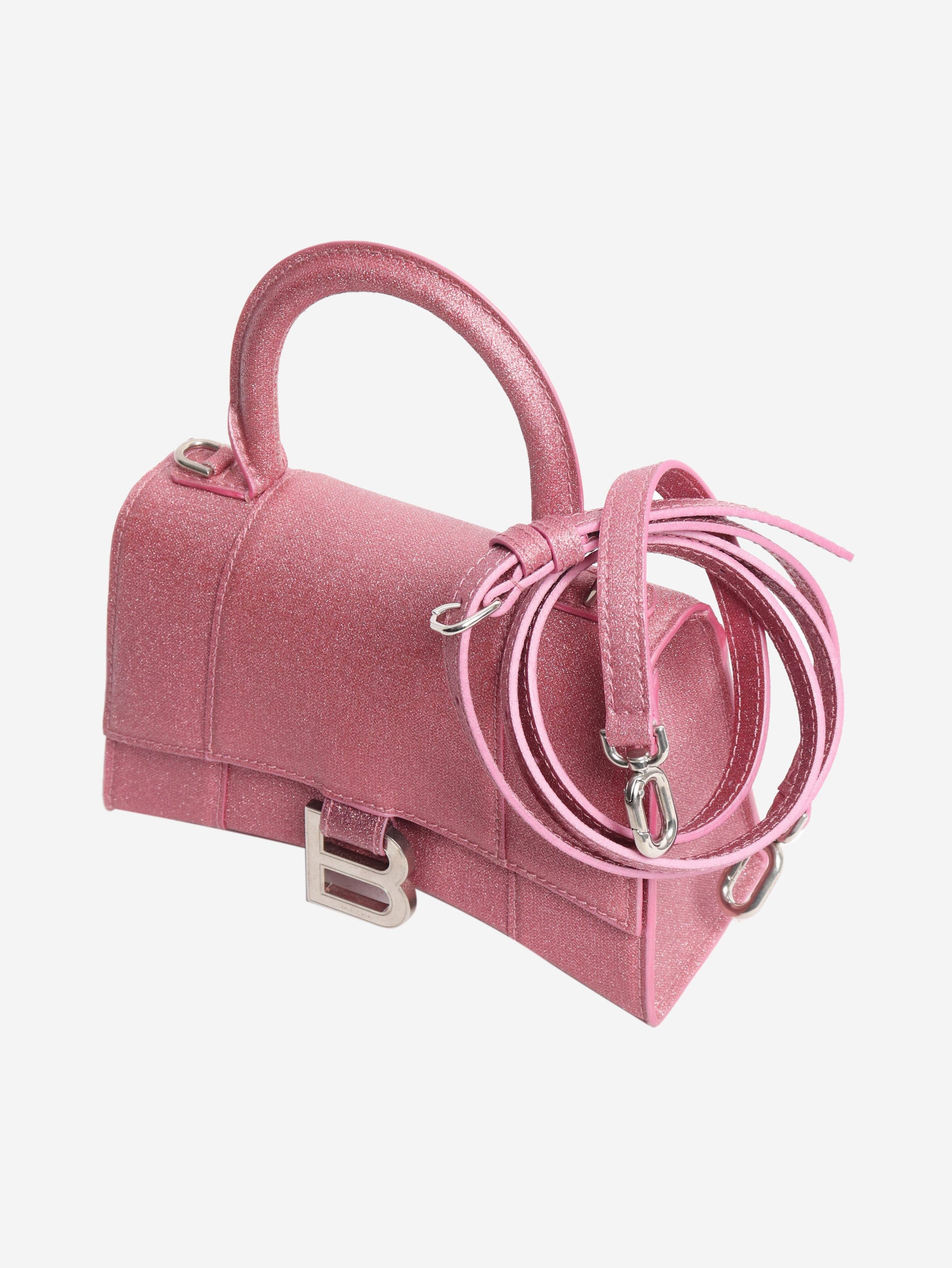 Balenciaga Pink glitter Hourglass XS handbag Size ONE SIZE - 6 Thumbnail