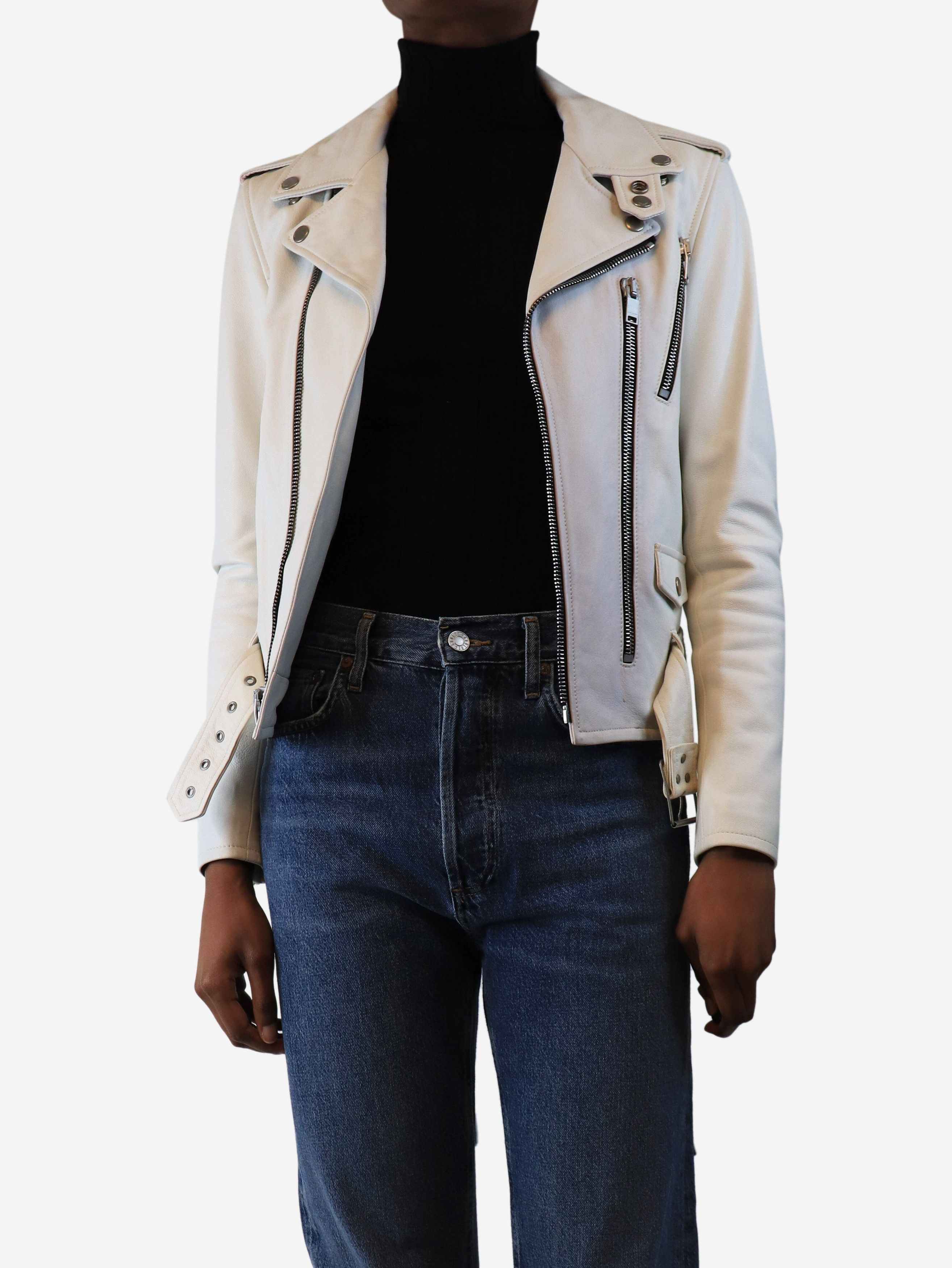 Other White leather biker jacket - UK 8 Size S / US 4 / IT 40 - 3 Thumbnail