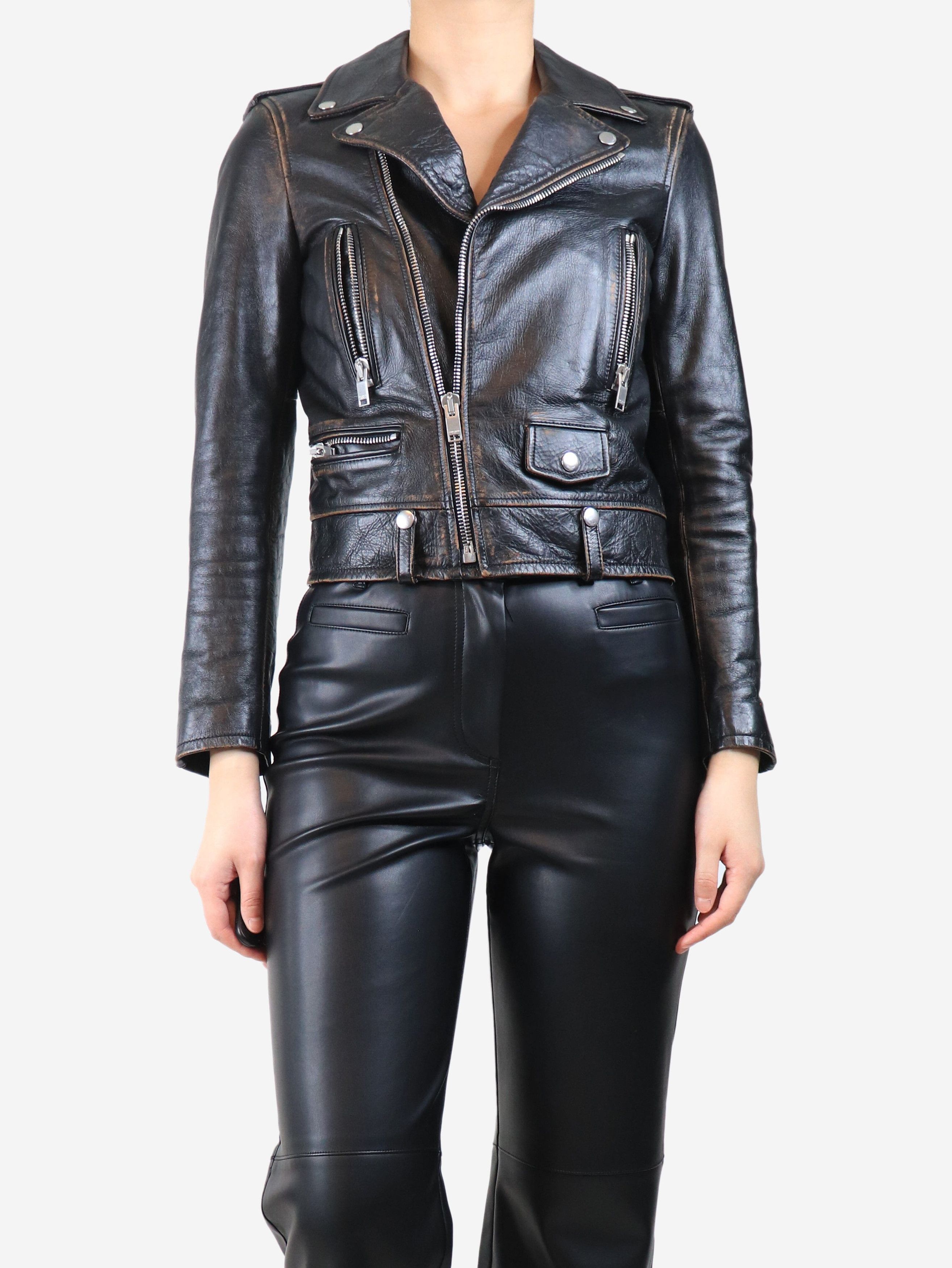 Other Black leather printed biker jacket - UK 10 Size M / US 6-8 / IT 42-44 - 3 Thumbnail