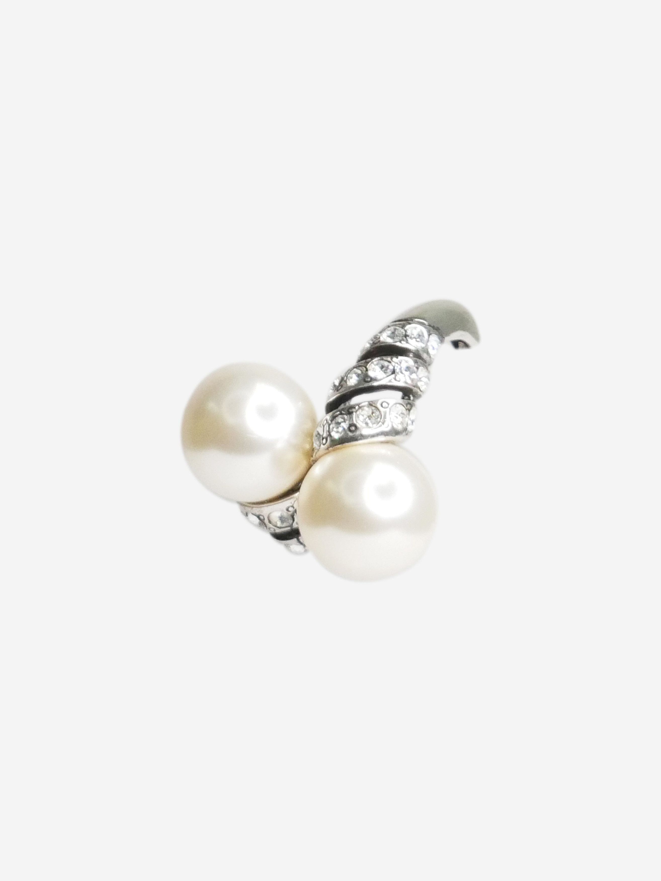Other Silver crystal And faux-pearl single clip earring Size ONE SIZE - 2 Thumbnail