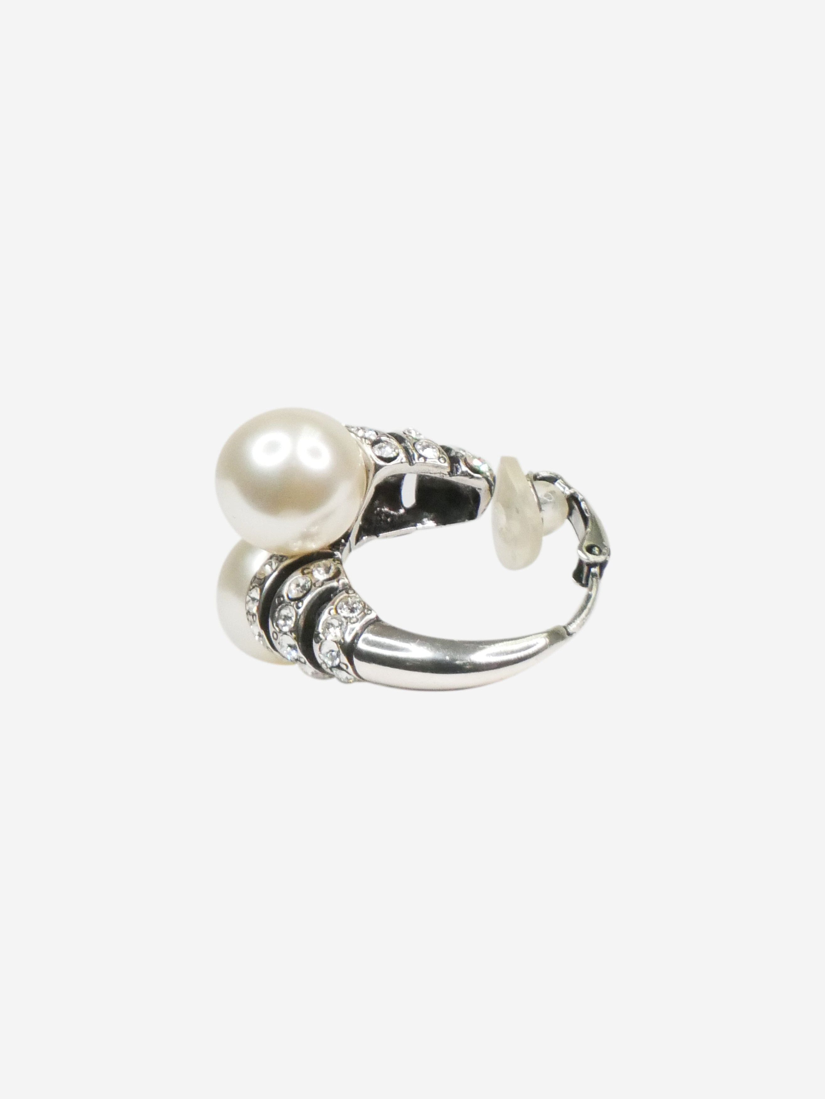 Other Silver crystal And faux-pearl single clip earring Size ONE SIZE - 6 Thumbnail