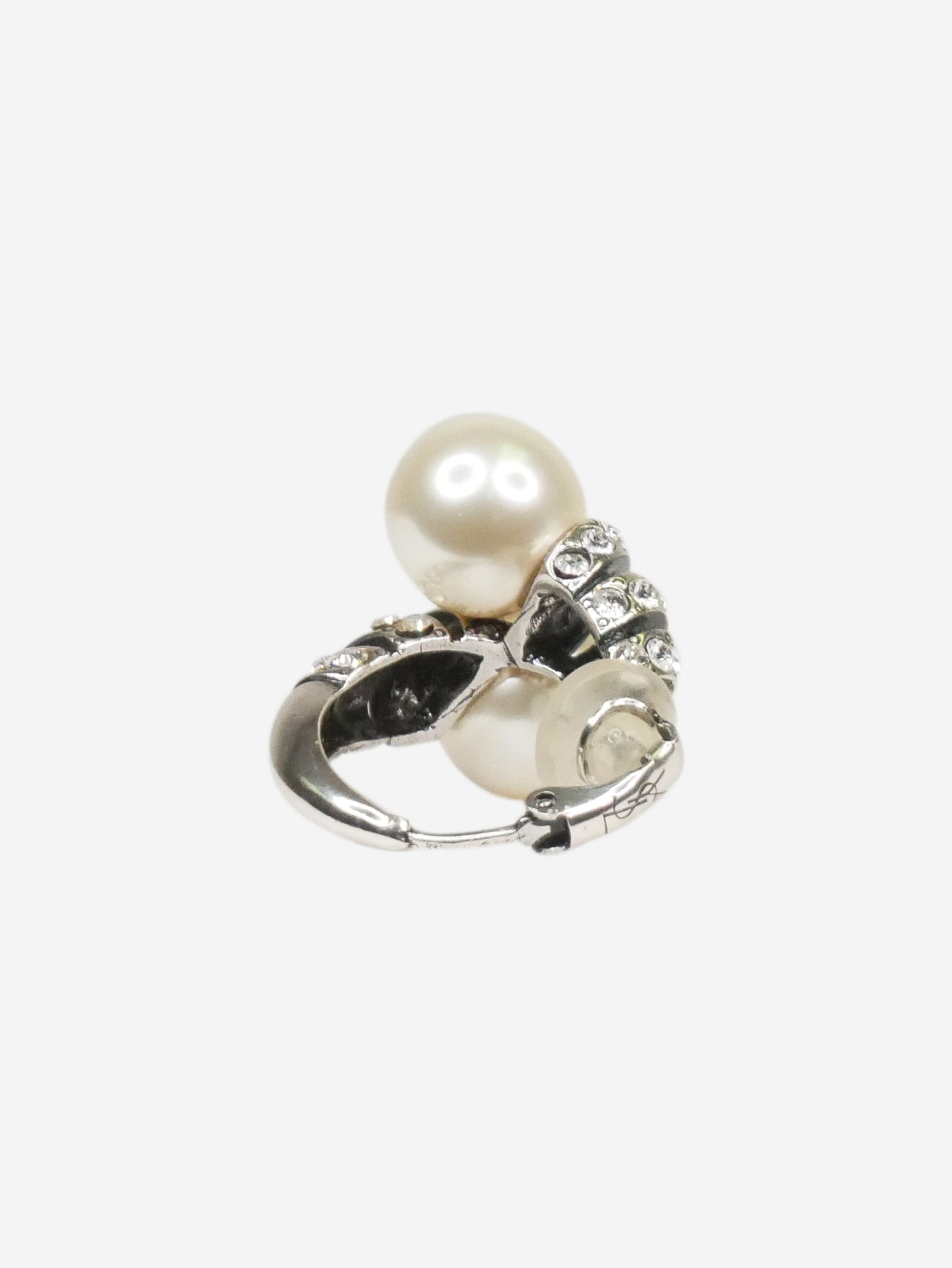 Other Silver crystal And faux-pearl single clip earring Size ONE SIZE - 3 Thumbnail